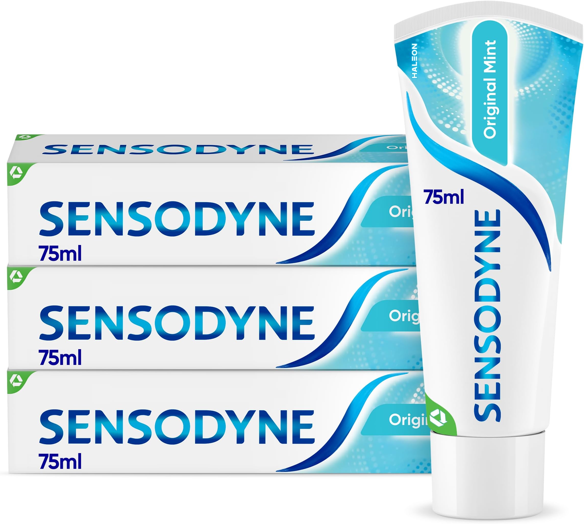 Sensitive Toothpaste, Daily Care Original Mint Flavour, Pack of 3 x 75 ml