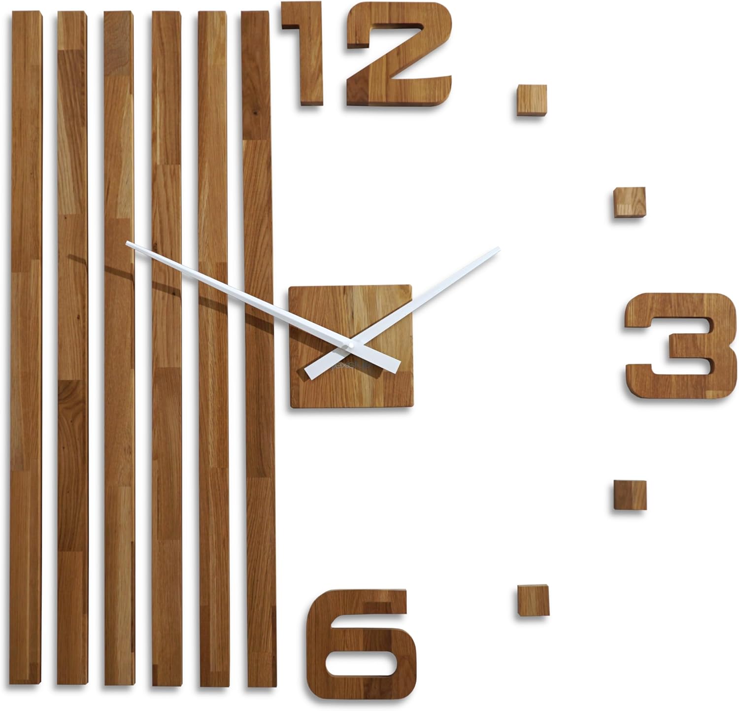 3D Wall Clocks DIY Wooden Oak Slats Large Wall Clock 100 cm 3D Wall Clock Modern Design EKO Wall Clocks Wall Sticker Decoration Clocks for Office Living Room Bedroom (XXL 100 cm White