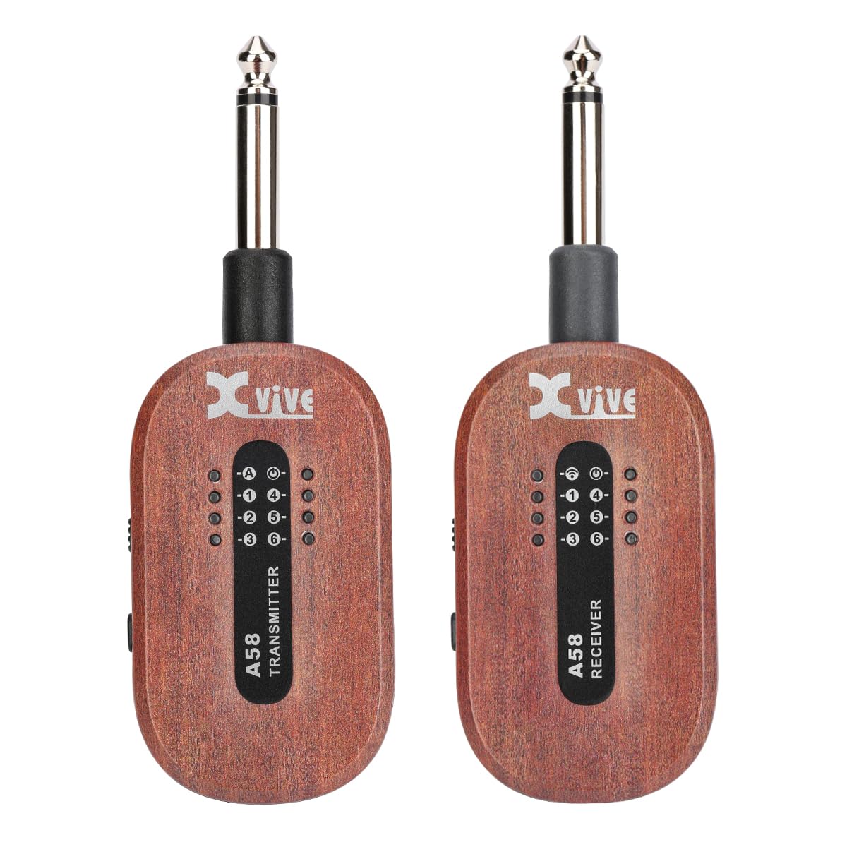 Xvive A58 Wireless Guitar System 5.8G Set with Transmitter and Receiver for Guitar with Active or Passive Pickup(Mahogany)