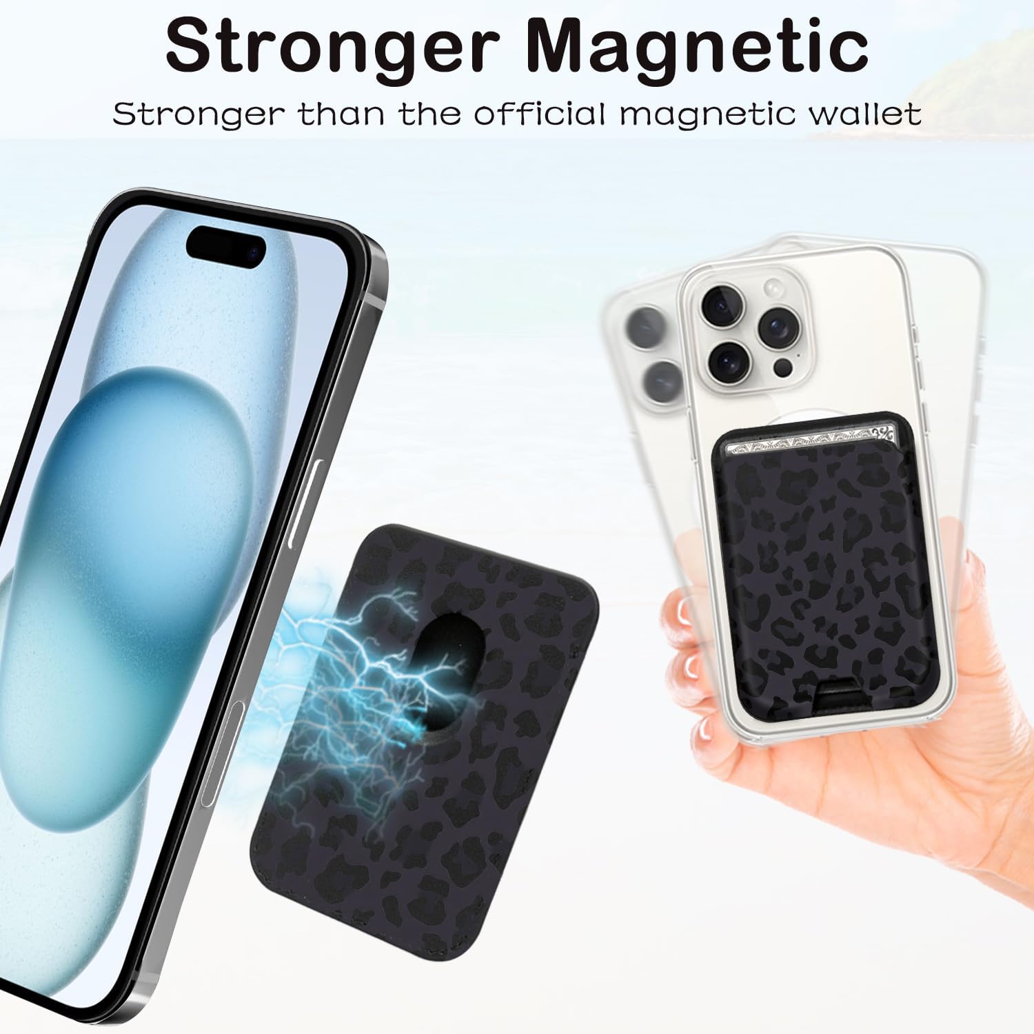 Compatible with Magsafe Wallet,Cheetah Print Pattern for Women Girls image 5