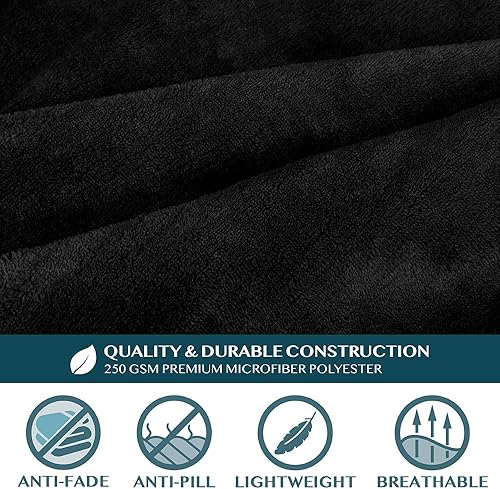 Miniatura 8 de PAVILIA Manta con mangas para llevar puesta, para adultos, unisex, de vellón, color negro, suave, cálida, de cuerpo completo, con bolsillo frontal,