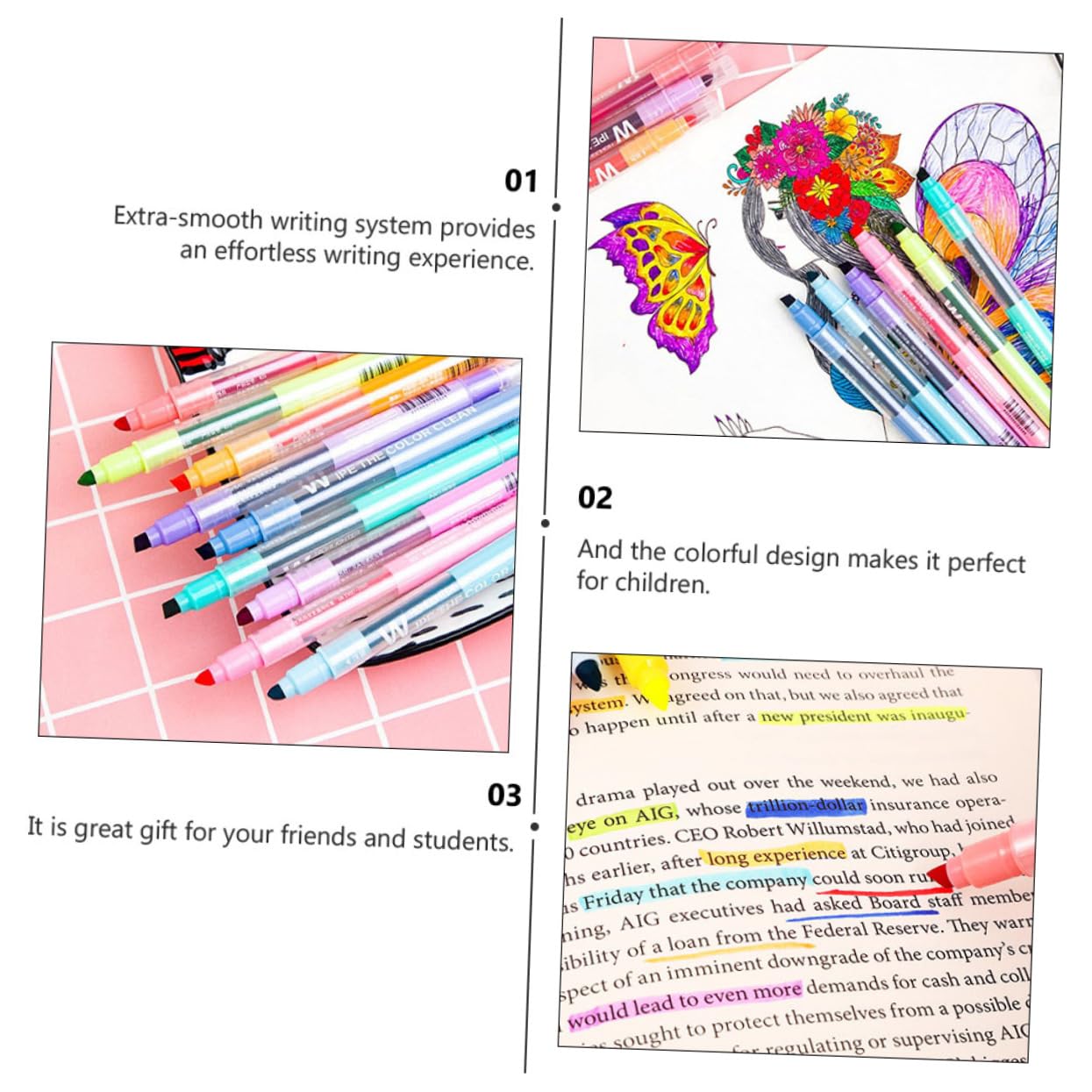 STOBOK 30pezzi Evidenziatori Colorati Doppia Punta Evidenziatori Pastello Riutilizzabili Per Studenti Cancelleria Creativa Per Appunti e Lettura Design Adorabile e Funzionale