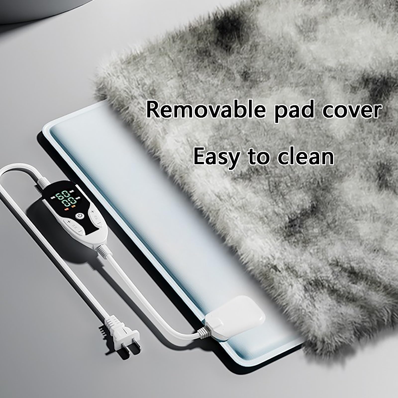 Almohadilla Térmica para Perros, Manta Térmica para Mascotas, Control de Temperatura Inteligente, Función de Temporizador, Funda Extraíble y Lavable, para Uso en Interiores(Gray,Large)