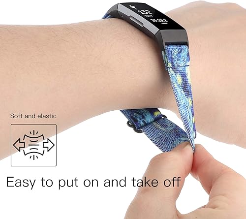 Miniatura 28 de YONWORTH Correa de reloj ajustable de nailon elástica compatible con Fitbit Charge 4/Charge 3/SE, correa elástica de nailon transpirable, correa