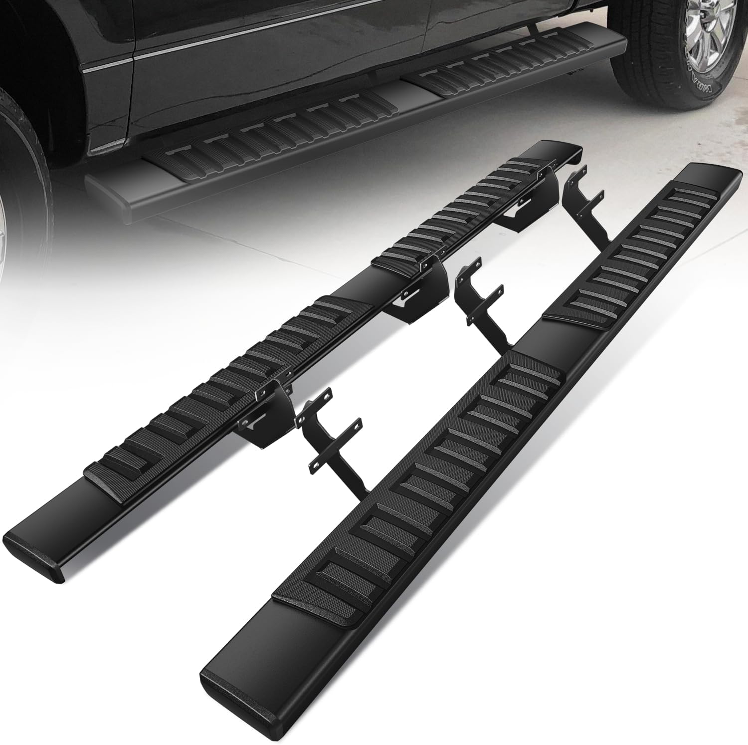 D SOLUTIONS 6" Running Boards Side Step Bars for Ford F-150 Super Crew Cab (2015–2024) Aluminum Black