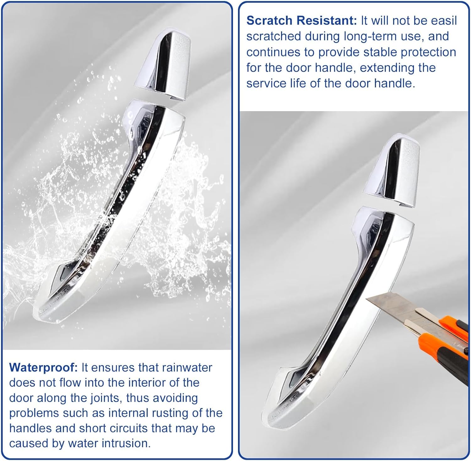 FZJDSD 4Pcs Chrome Door Handle Cover Trim with 2 Smartkey Button Auto Sensor Holes Compatible with Chevy Silverado 1500 2500HD 3500HD 2019-2021 Compatible with GMC Sierra 1500 2500HD 3500HD 2020 2021