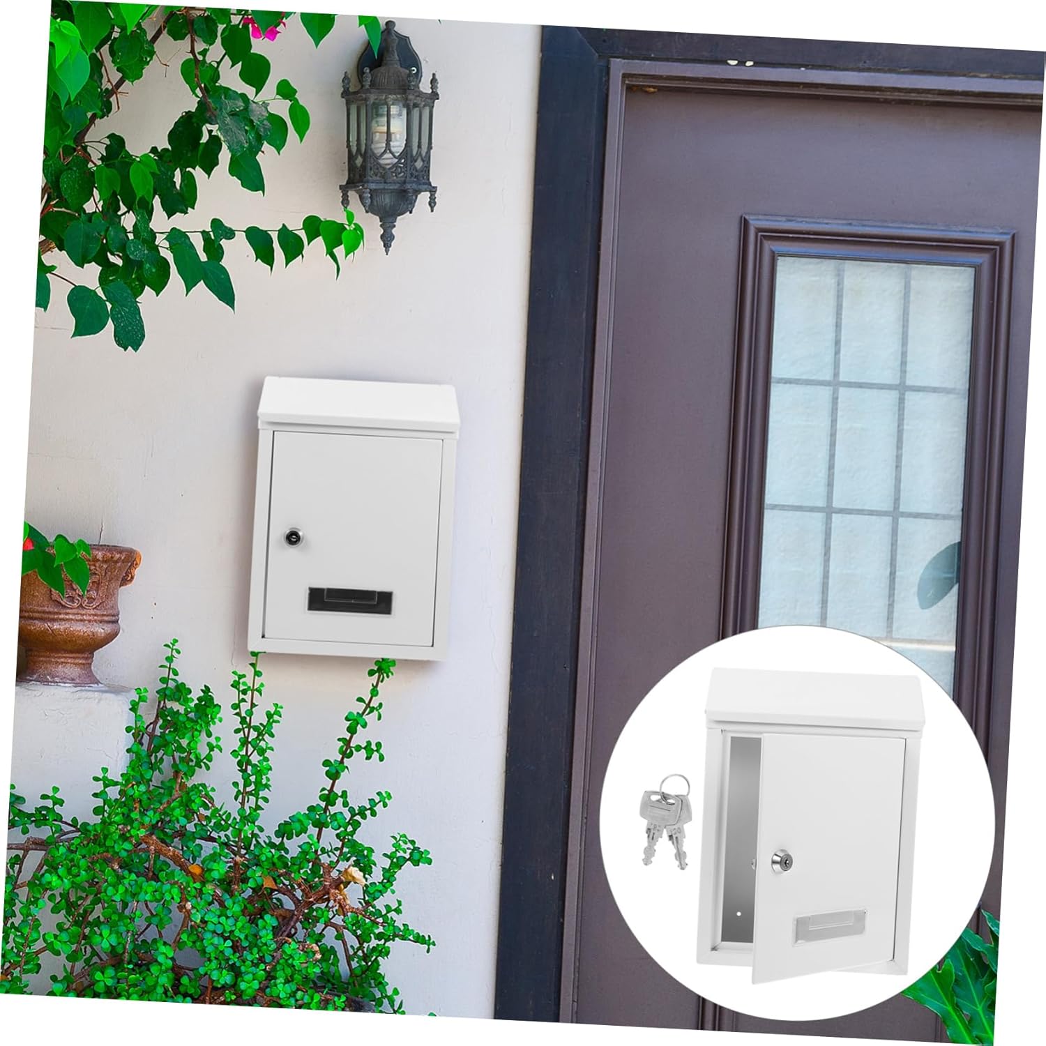 Classic Wall Mounted Vintage Mailbox Lockable Iron Post Box for Outdoor Use Retro Style Design for Home Office Garden Decoration Durable and Weather Resistant Secure