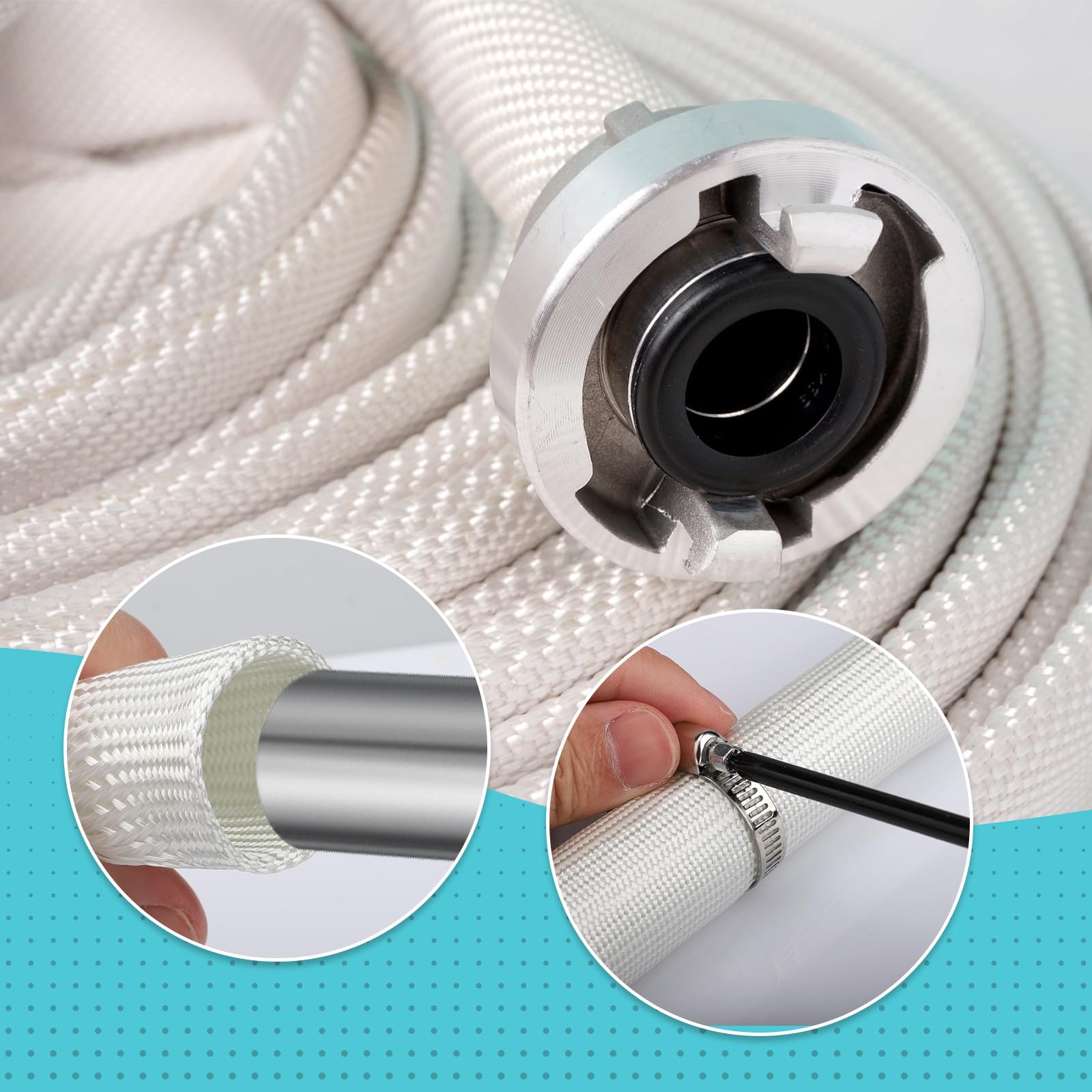 Tuyau D'échappement Générateur 300 Cm - Fibre De Verre Haute Température (-30°C à +600°C), Diamètre 25 Mm, Avec 10 Clips - Pour Chauffage Auxiliaire, Parking, Générateur - 6