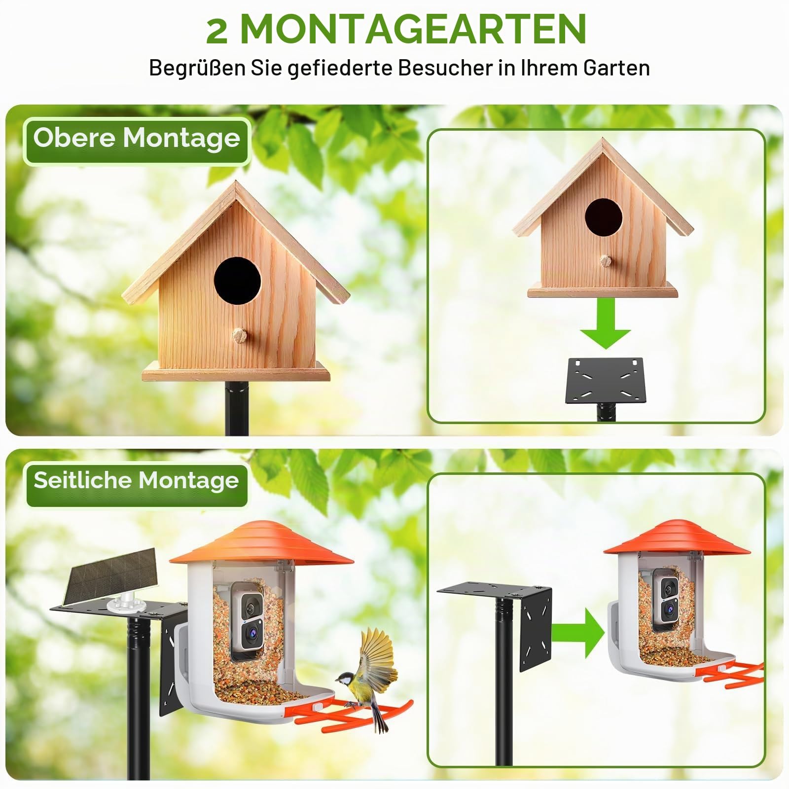 234 cm Freien Vogelfutterstation Ständer, Vogelfutter Station | Verstellbarer Robuster Metallsockel Mit 5 Zinken, Terrasse, Gartendekoration (Ohne Vogelhaus)Vogelfütterungsstation-Kit
