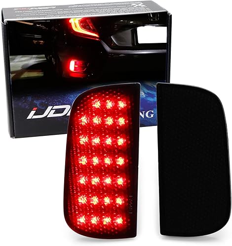 Miniatura 10 de iJDMTOY Lentes rojas 54-SMD LED Reflector de parachoques compatibles con Honda Civic SedanCoupe 2016-2021, funciona como faros antiniebla traseros,