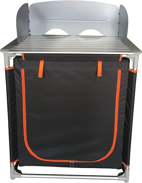 Milestone Camping Kitchen Units with Storage Compartments/Windshield and Cabinets/Heat Resistant Cooking Surface/Portable and Sturdy