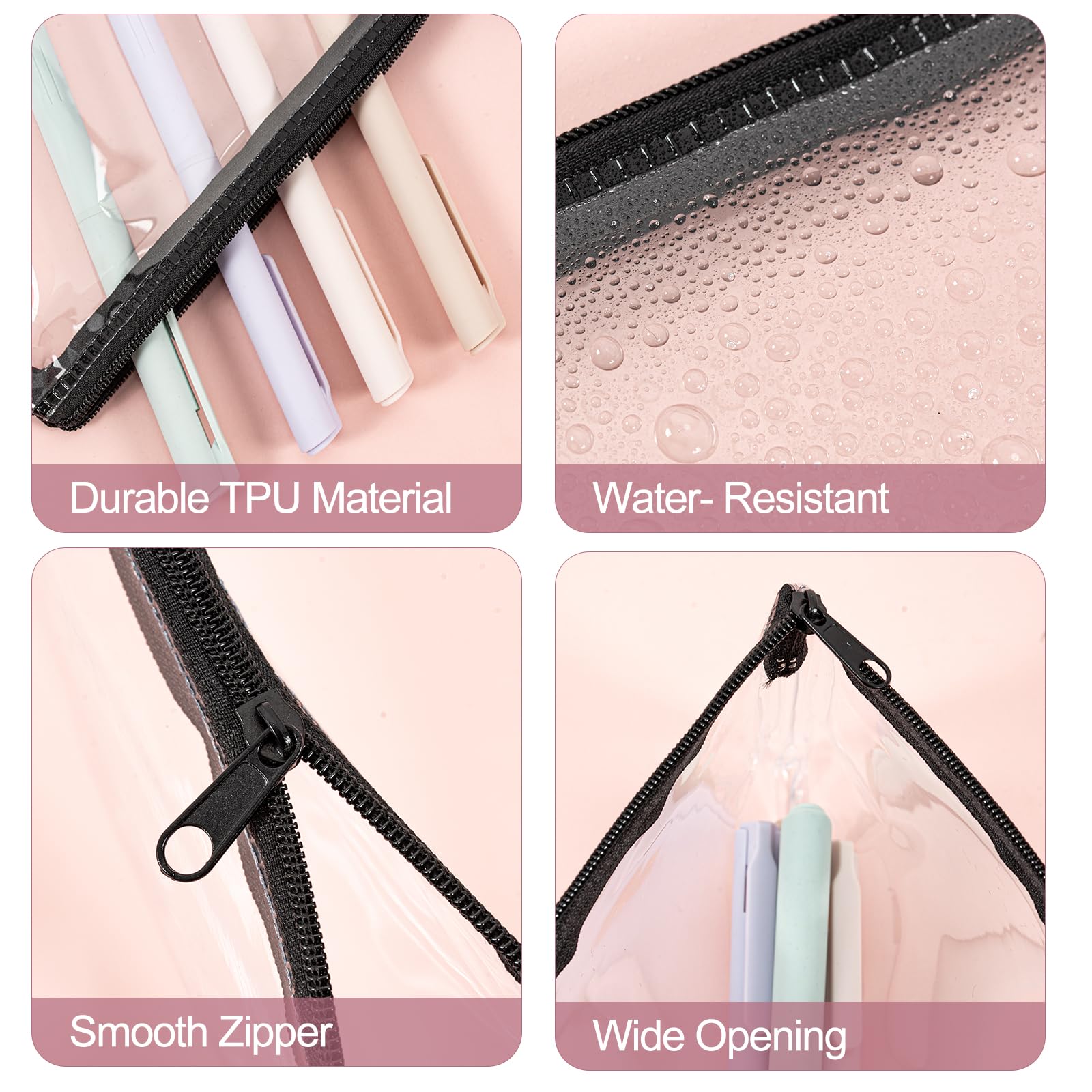 Kunoli Clear Pencil Case for Exams 10pcs Transparent Pencil Case See Through Pouch with Zipper for School Office, Travel - Image 4