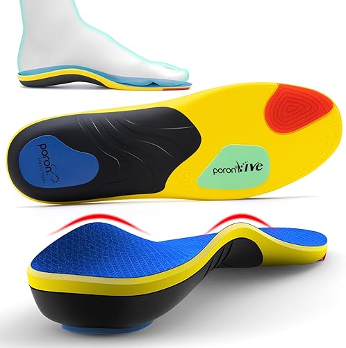 TANSTC Plantillas deportivas profesionales con soporte de arco medio y absorción de impactos para fascitis plantar y alivio del dolor de pies planos