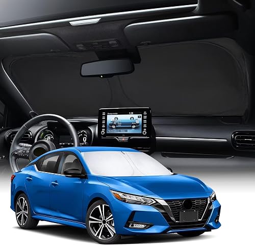 Neverland Car Sun Shade Windshield Accessories - Foldable Sunshade for Nissan Sentra 2014-2023, 210D Oxford Silver Coated UV Blocker, Heat Reflective Dashboard Cover for Cars, SUVs, Trucks