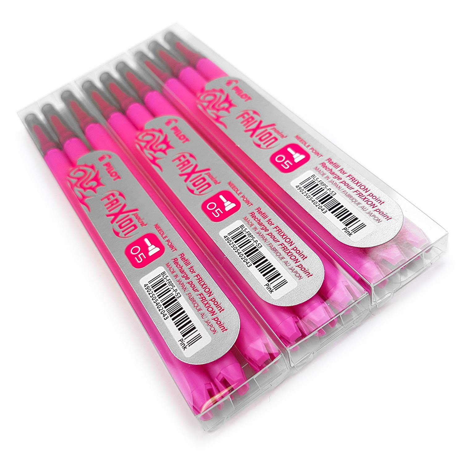 Frixion Point - Ultra Fine Erasable Rollerball - Pack of 9 Refills - Pink - 0.5mm