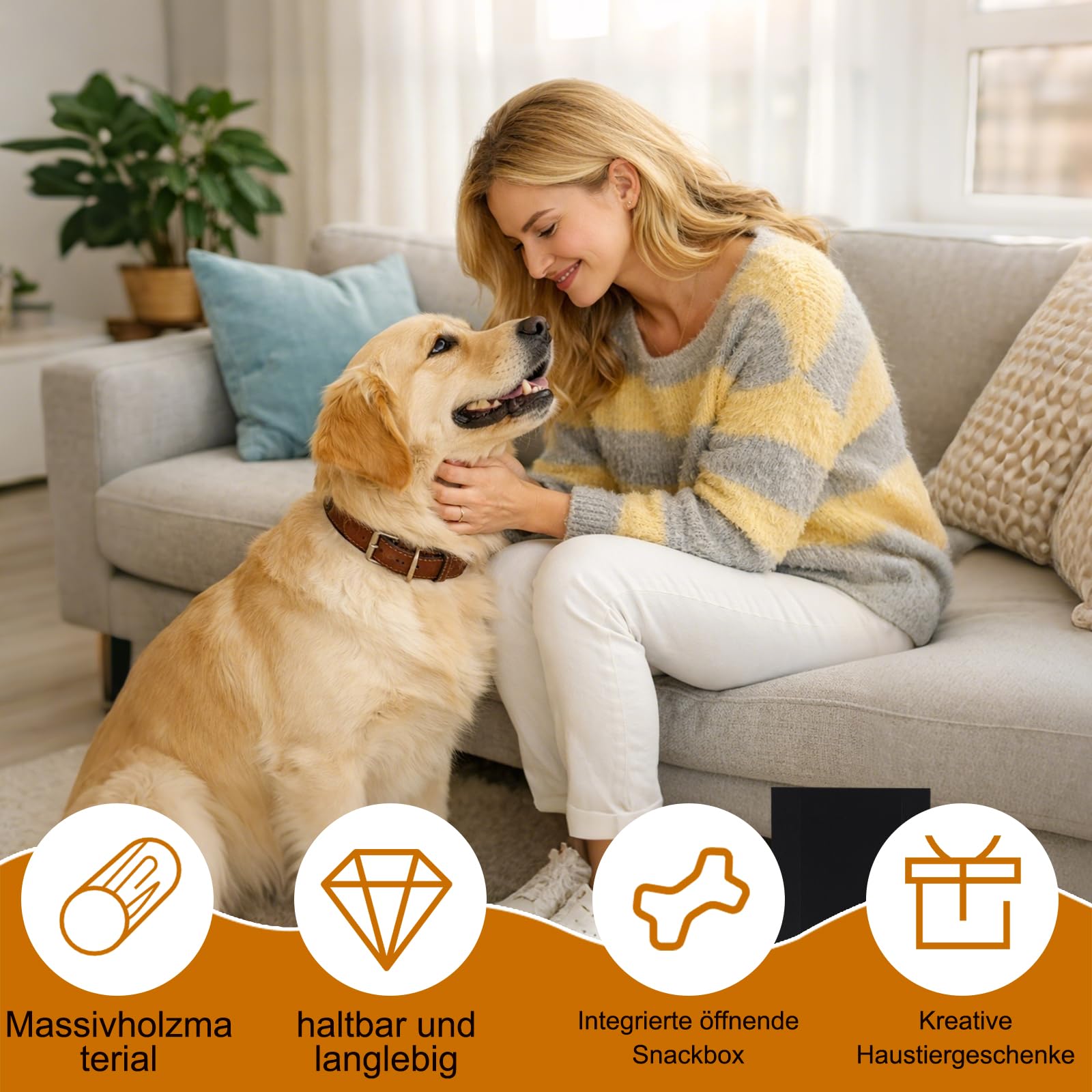 Krallenschleifer für Hunde - 35x25x3cm Kratzbrett Hund mit Leckerlibox, 2 Stücke Schleifpapier, Stressfrei Krallenschleifer für Hundekrallen, Alternative zu Krallenknipsern und -Schleifern für Hunde