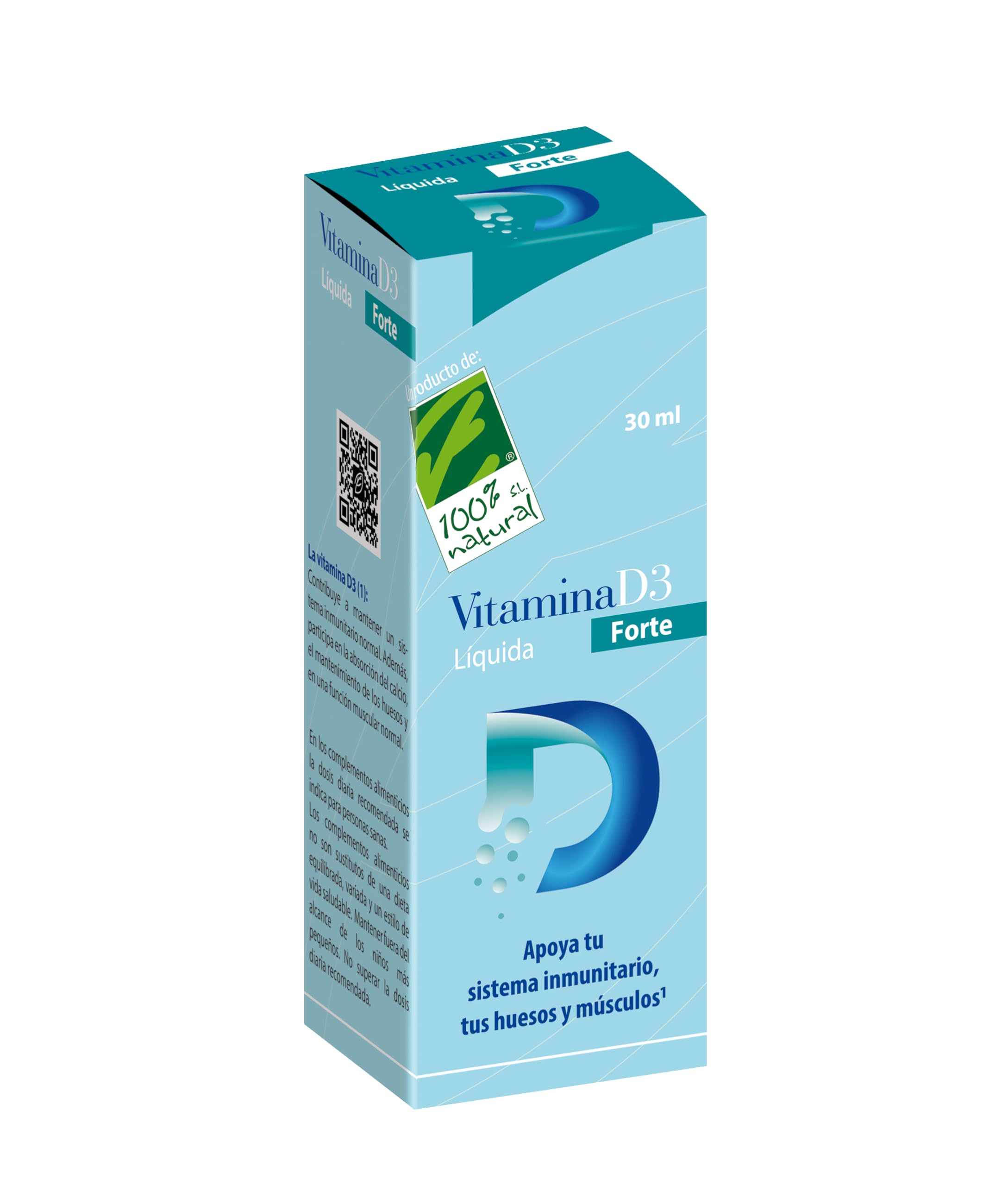 Vitamina D3 1000UI por Gota - 30ml - Vitamina D3 Líquida Concentrada con Aceite MCT de Coco - Aporte de Colecalciferol - Mejora la Absorción de Calcio y Fósforo - Ayuda al Sistema Inmunitario