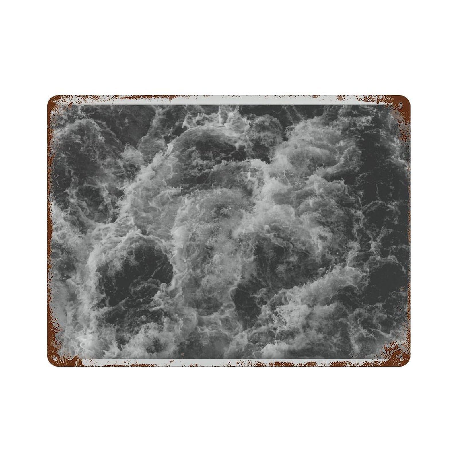 xiaoxiaoshen Black And White Ocean Waves Aerial Minimalist Coastal Wall Decor Art Metal Tin Poster Modern Home Decor Art Home Bar Shop Decorations Vintage Sign 30x40cm