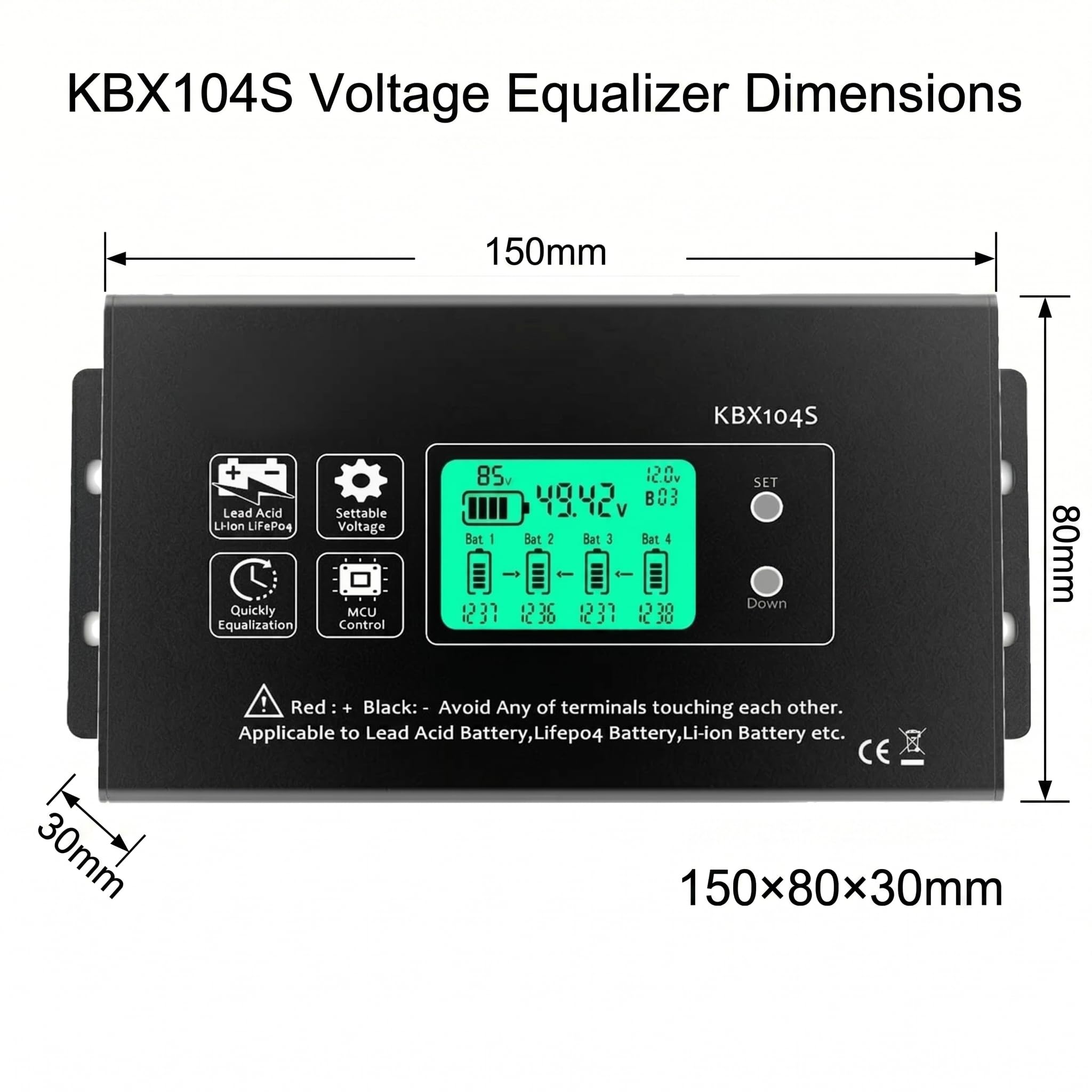 Equilibrador de batería, ecualizador de batería de 48 V KBX104S, regulador de ecualizador de voltaje de batería 12/24/36/48/96V