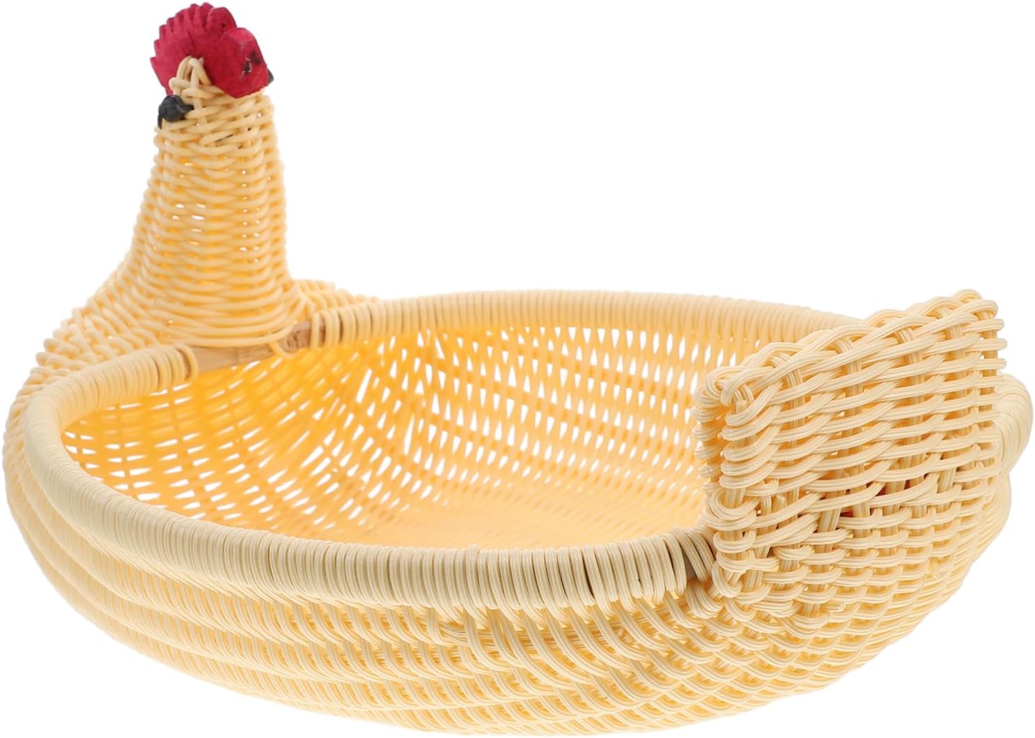 Imitation Rattan Woven Bread Basket Handle Chicken Egg Holder Multipurpose Food Display Basket for Kitchen Counter Rustic Storage Solution