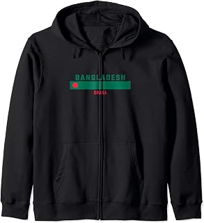 Bangladeshi Flag with text BANGLADESH- DHAKA Zip Hoodie