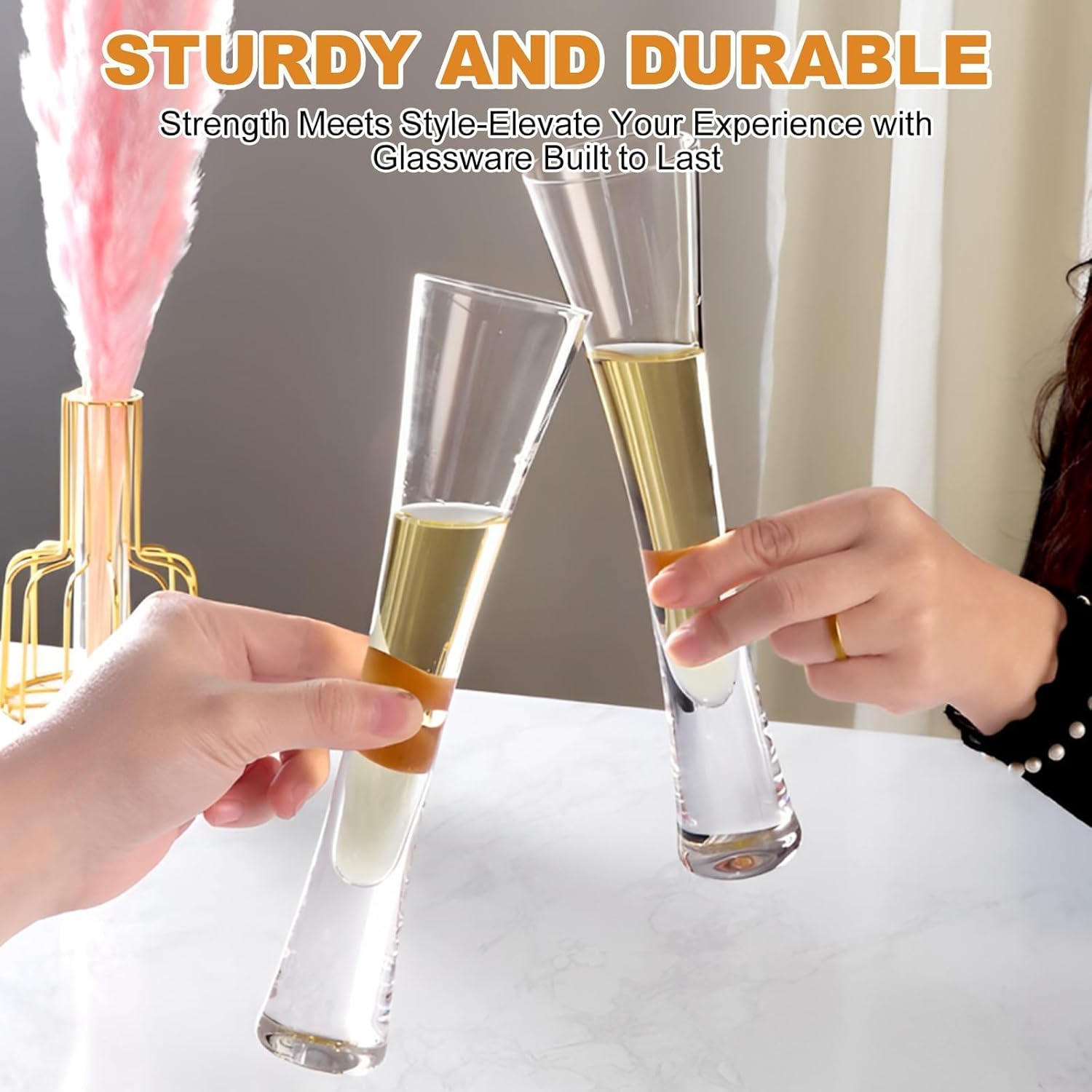 STARVAST Champagne Flutes 5oz, Hand Blown Champagne Glasses, Set of 2 Clear Crystal Glass Unique Gift for Birthday,Wedding,Mother's Day,Housewarming