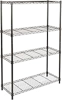 Amazon Basics Heavy Duty 4-Shelf Wire Storage Rack, 36x14x54 Inches Black - Adjustable Garage Kitchen Organizer