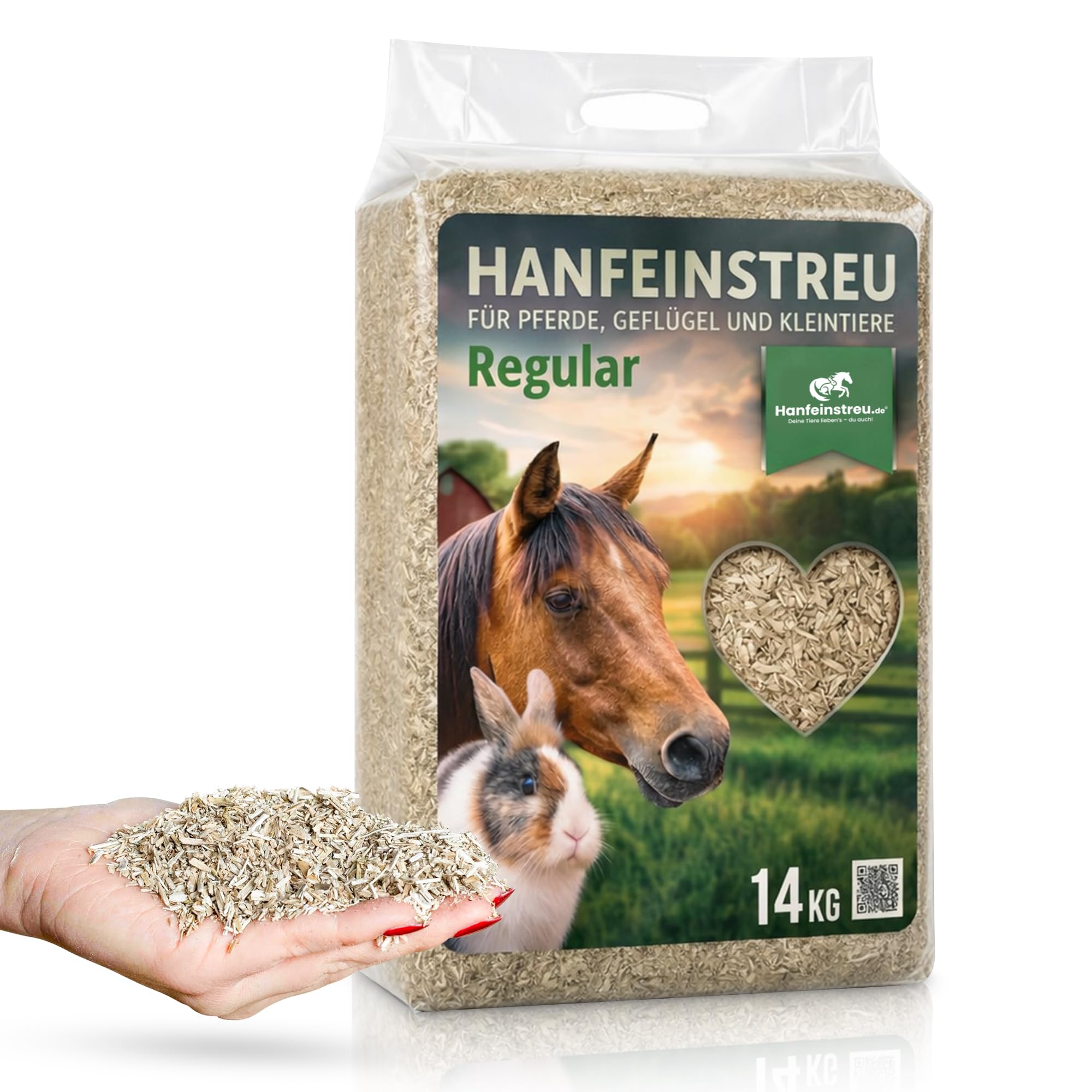 Hanfeinstreu für Kleintiere, Hühner und Pferde, 140 Liter, 100% Naturprodukt, Extrem Saugfähig, Staubarm, Geruchsbindend, Nachhaltig und Langlebig