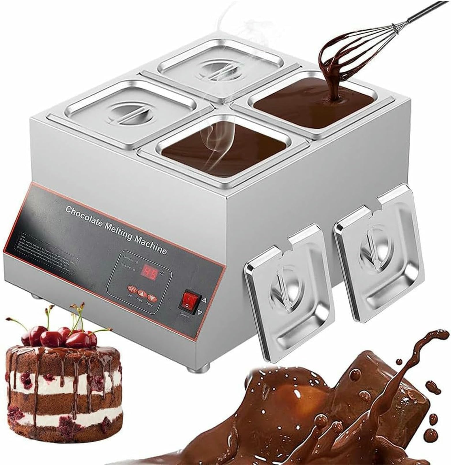 Meltro Al Cioccolato Commerciale, Macchina Da Temperatura Al Cioccolato Digitale Da 500 W, Digitale 0 ~ 85 ℃ Controllo Della Temperatura, Melter Al Cioccolato Riscaldato In Inossidabile Commerciale