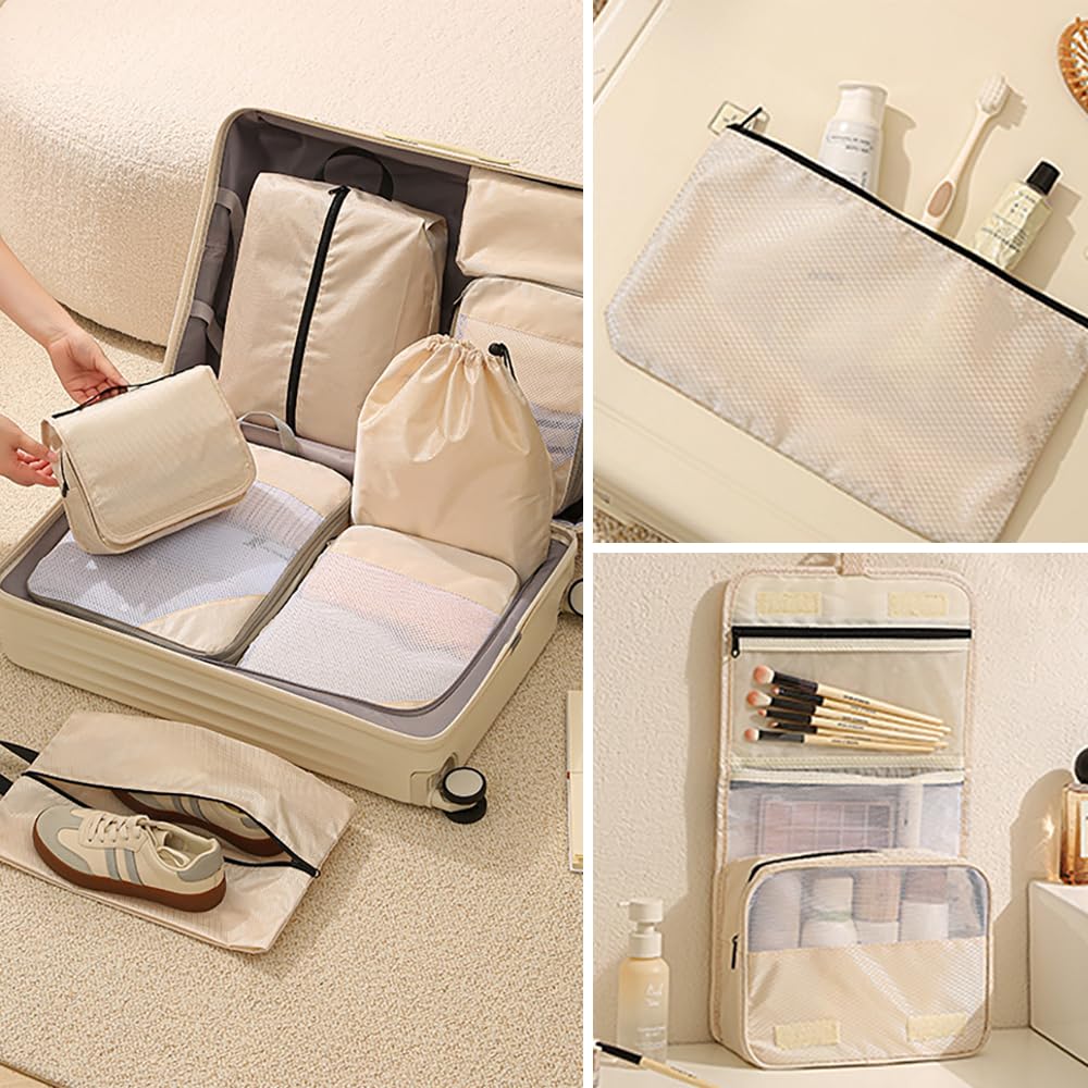 Organizer da viaggio, 3 pezzi, leggero, durevole ma robusto, cubo di imballaggio per viaggi d'affari, vacanze in famiglia, viaggi di vacanza, fine settimana, campeggio ed escursionismo, brevi