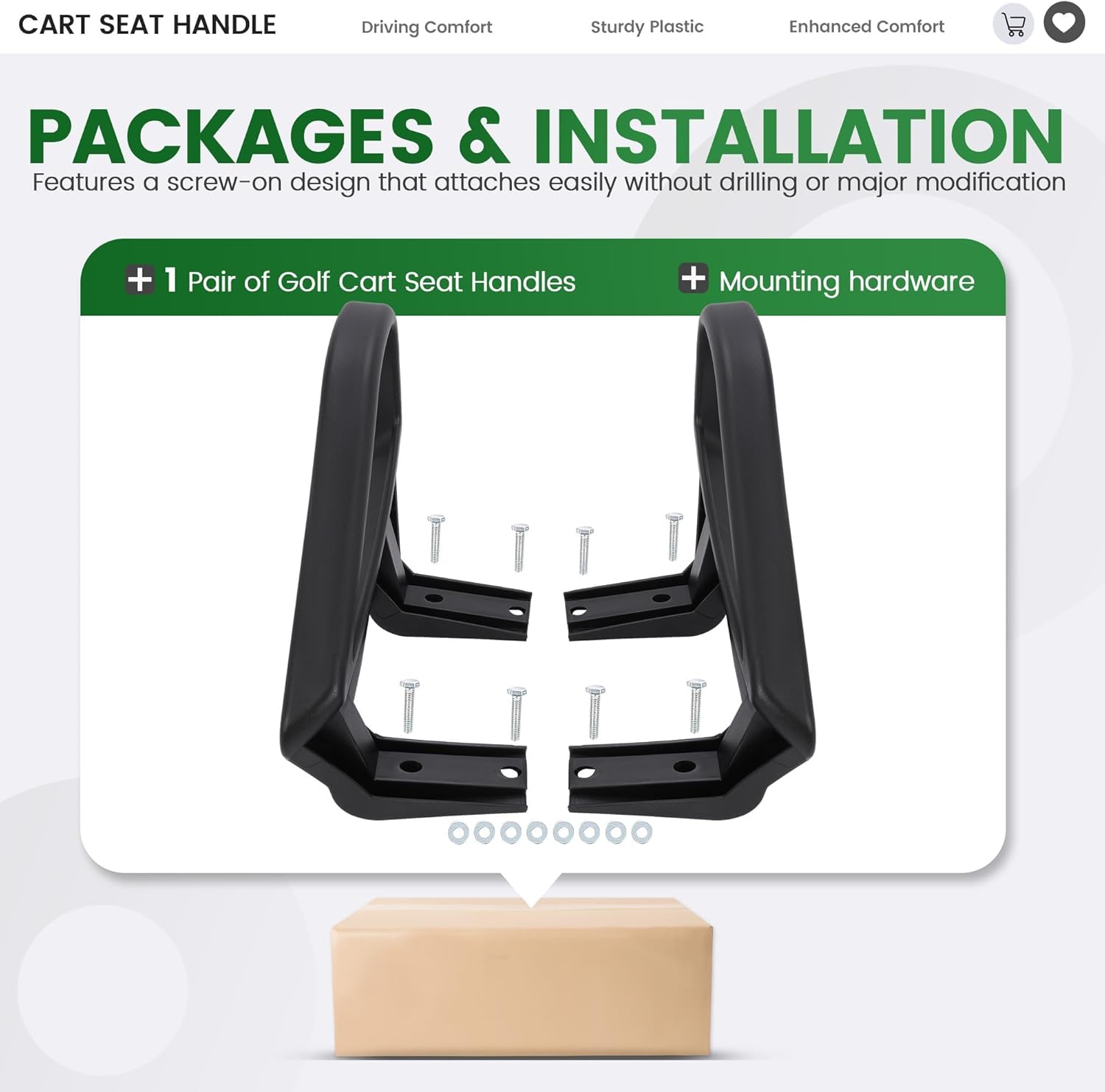 ECOTRIC Golf Cart Pair Seat Handle Compatible with 1994-Up EZGO TXT Gas or Electric Replacement for 71701-G01 71702-G01 Arm Rest Hip Restraints Left & Right Side Black Plastic