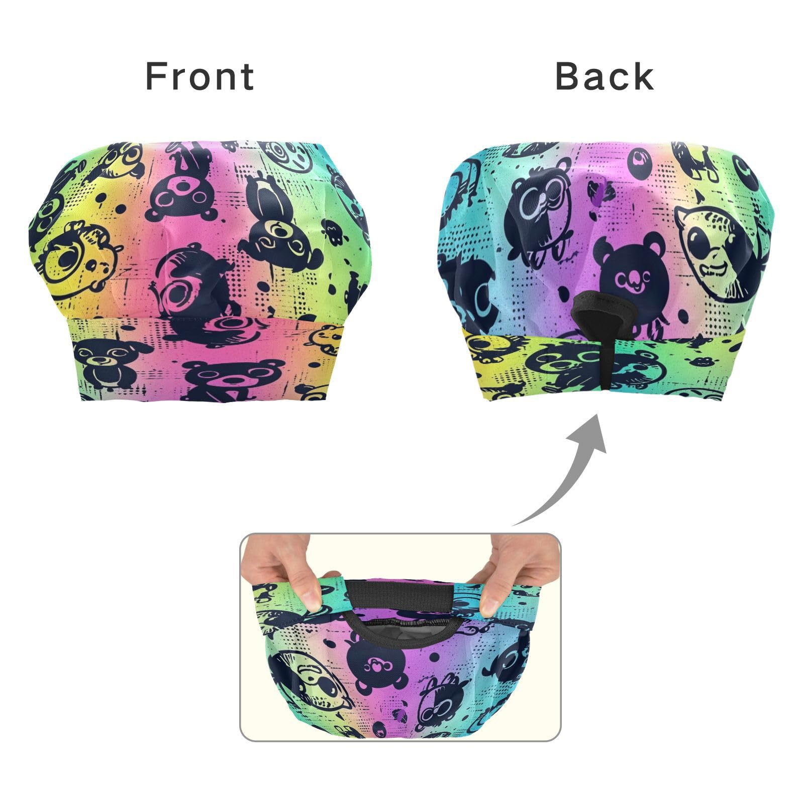 Bulletgxll Rainbow Animals Kids Apron and Chef Hat Set Adjustable Bib Aprons with Pockets for Cooking Baking Painting