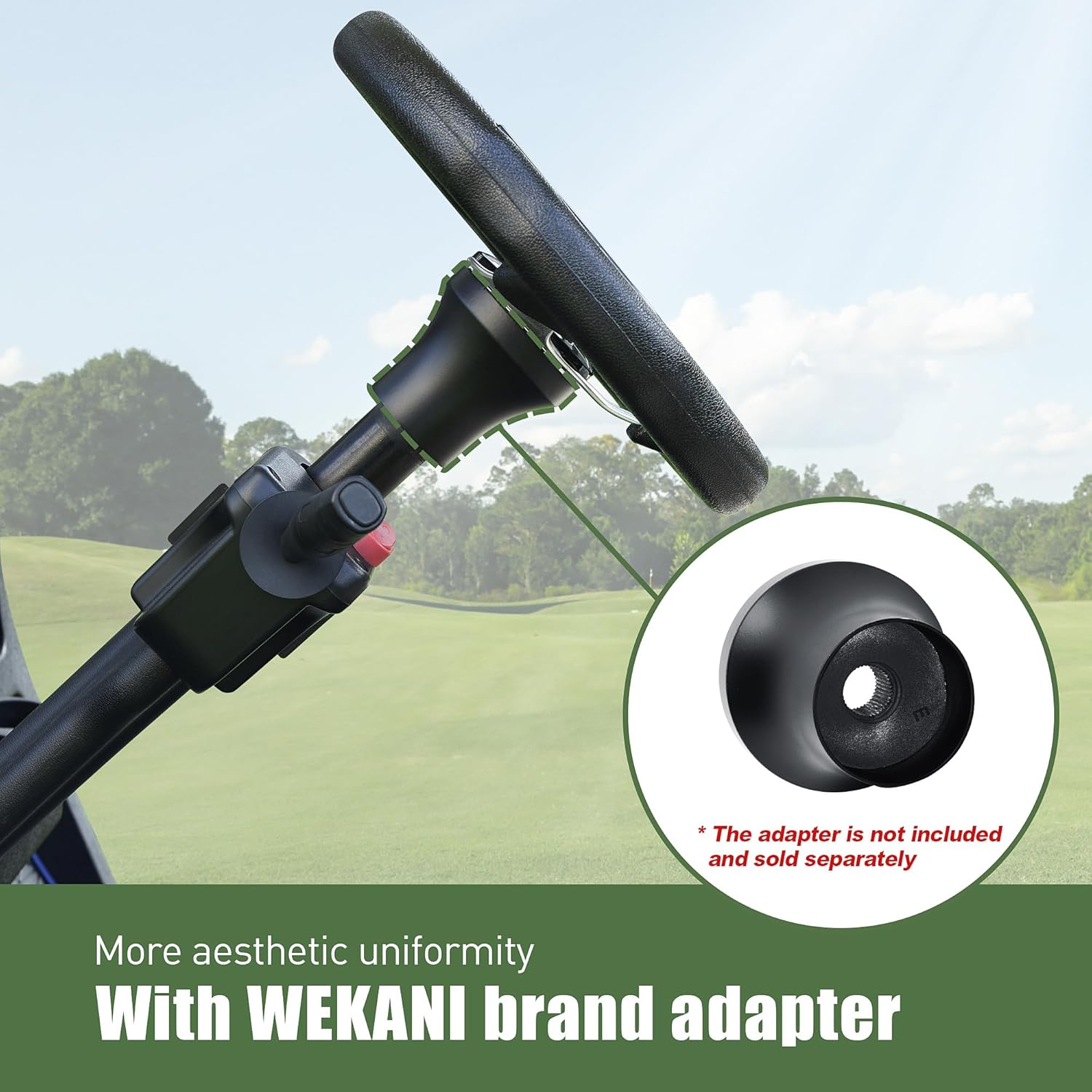 D Golf Cart 12.5 Inch Steering Wheel,For Club Car EZGO Yamaha Golf Cart,with Car Horn Button,Cool racing steering wheel black