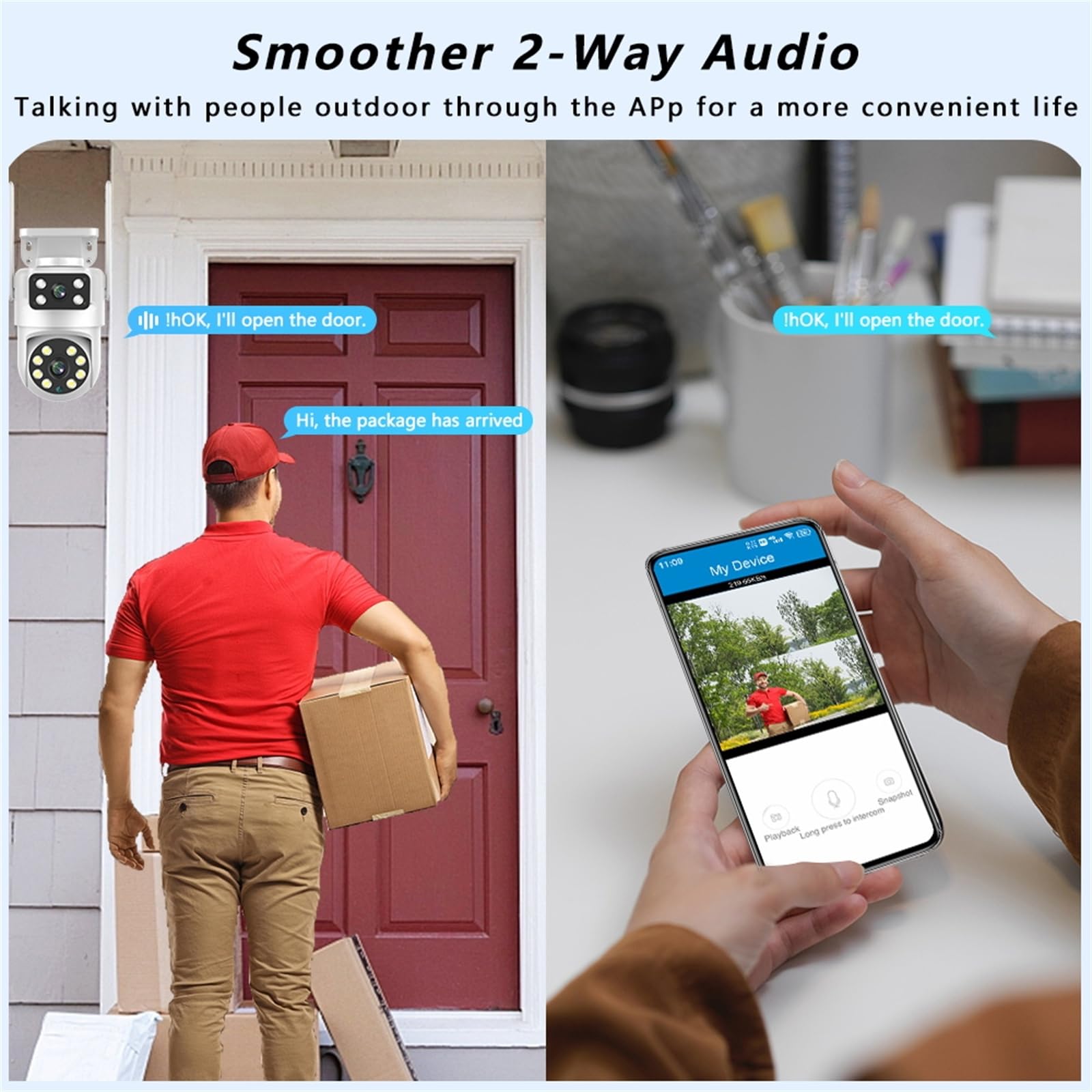 Cámara De Seguridad Tuya PTZ WiFi De Doble Lente (2MP+2MP), Cámara IP con Doble Vista, Visión Nocturna, Seguimiento Automático Y Audio Bidireccional para Videovigilancia,Camera