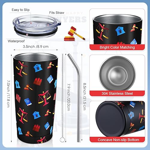 Miniatura 2 de Chuarry Regalos para abogados, vaso de viaje de 20 onzas con popote y calcetines de cepillo para adultos con texto en inglés Please Do Not Disturb