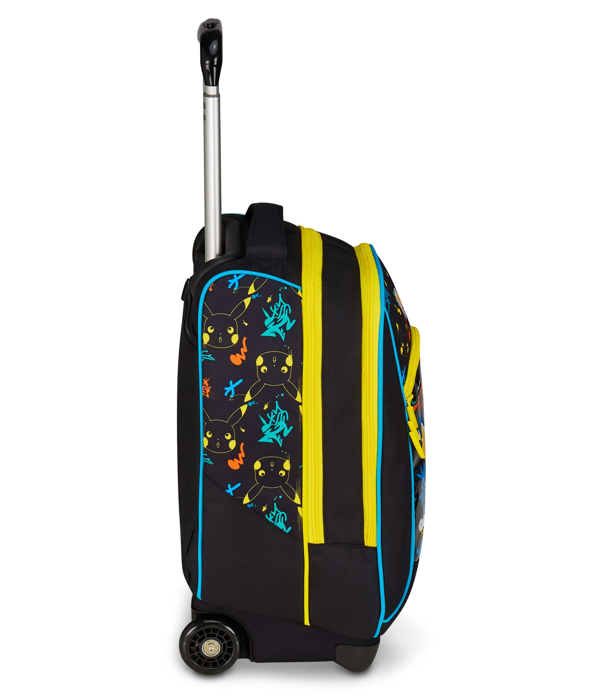 Seven Pokémon Big Trolley École Fixe Noir, 2 en 1, Double Usage, Trolley et Sac à dos, Sac à dos école primaire, enfant, Noir, Taglia unica, Décontracté