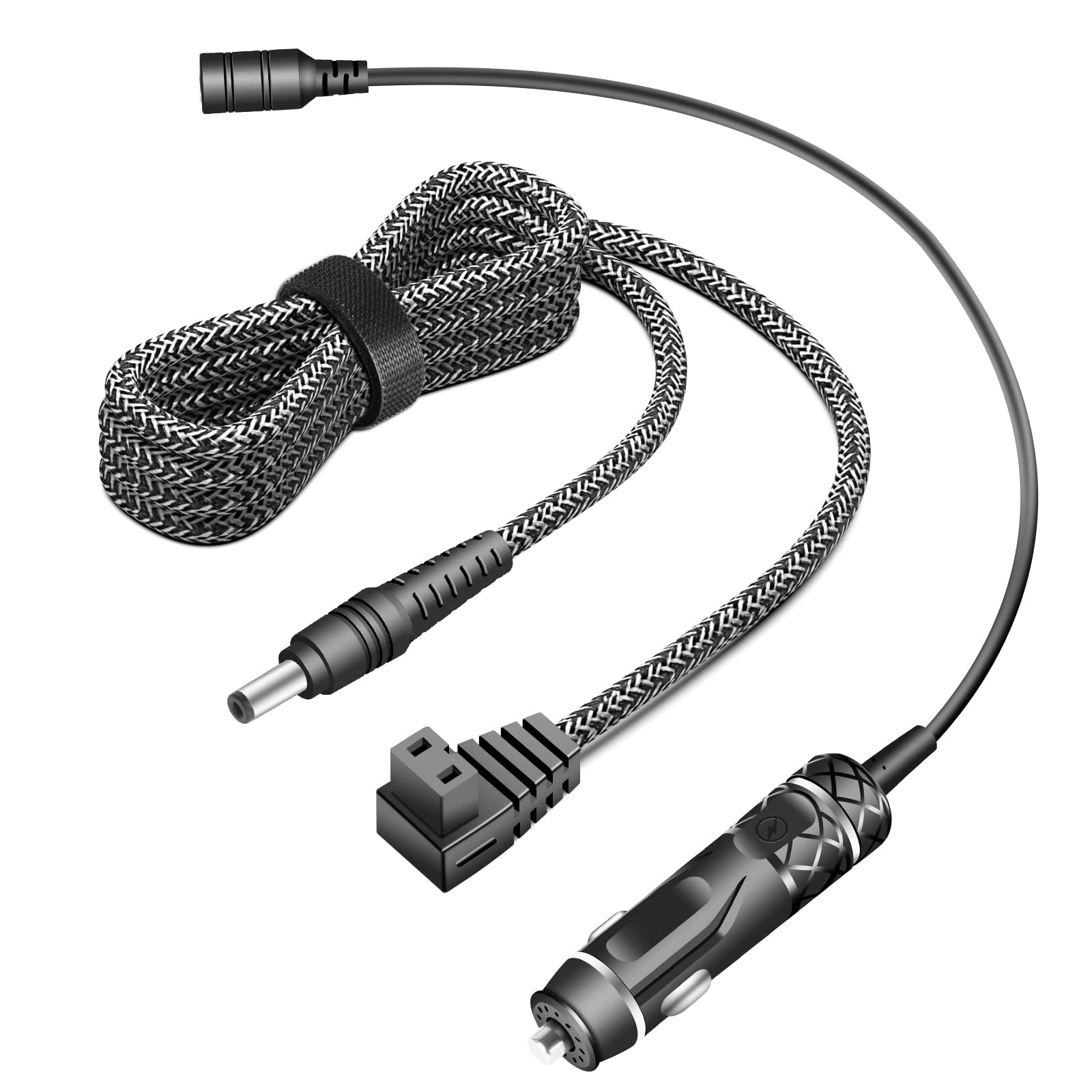 HKY Cavo di alimentazione CC per frigorifero per auto, 12 V-24 V, spina accendisigari con cavo di alimentazione DC 5521/5525 rimovibile per laptop, power bank portatile, connettore per stazione di