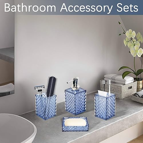 Miniatura 6 de Juego de accesorios de baño, 4 piezas de accesorios acrílicos completos con dispensador de jabón, soporte para cepillos de dientes, jabonera y vaso,