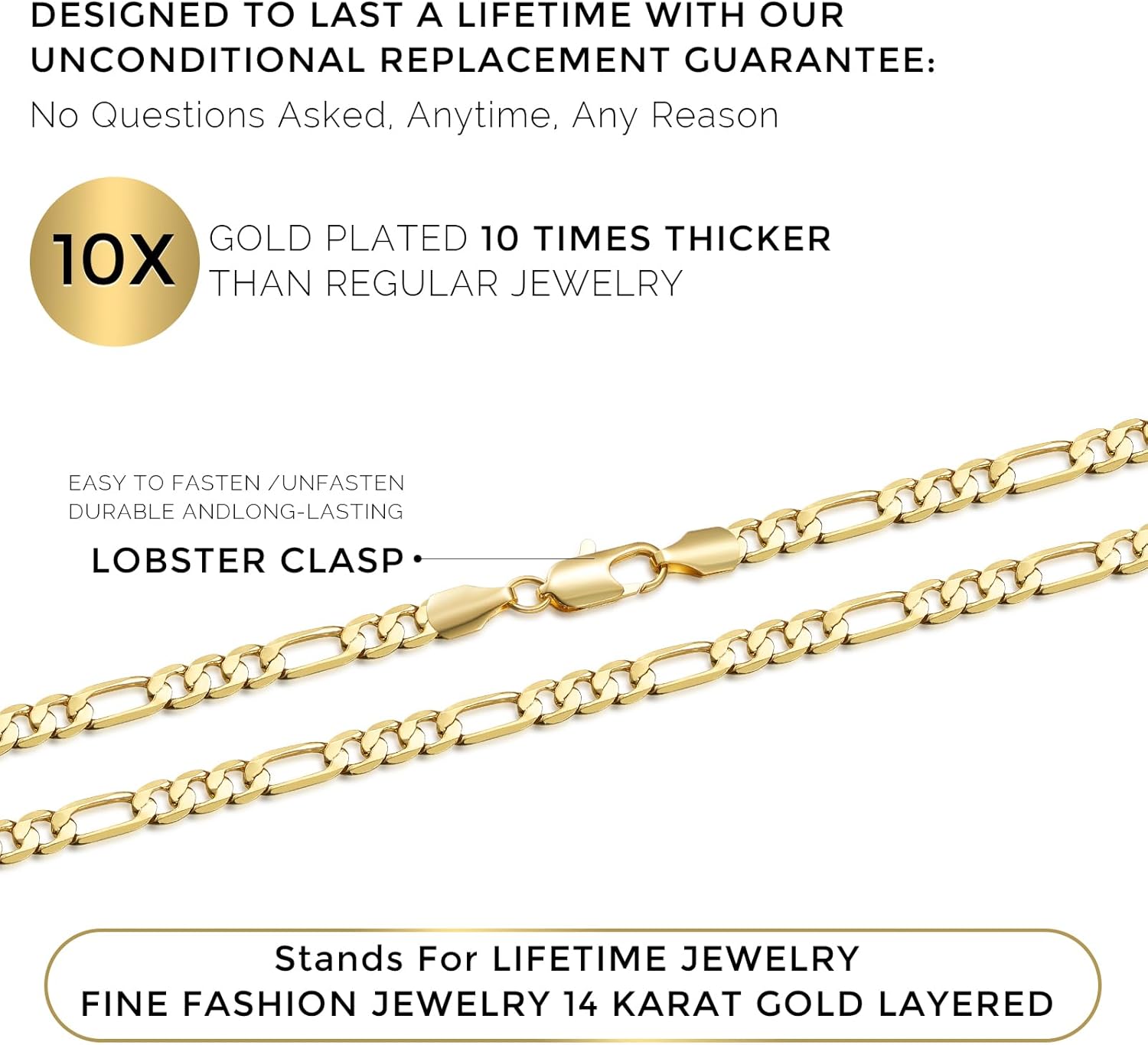 14K Gold Figaro Chain for Women 5MM Gold Chain Necklace for Men Italian Craftsmanship Stackable 20 Inch - Image 3