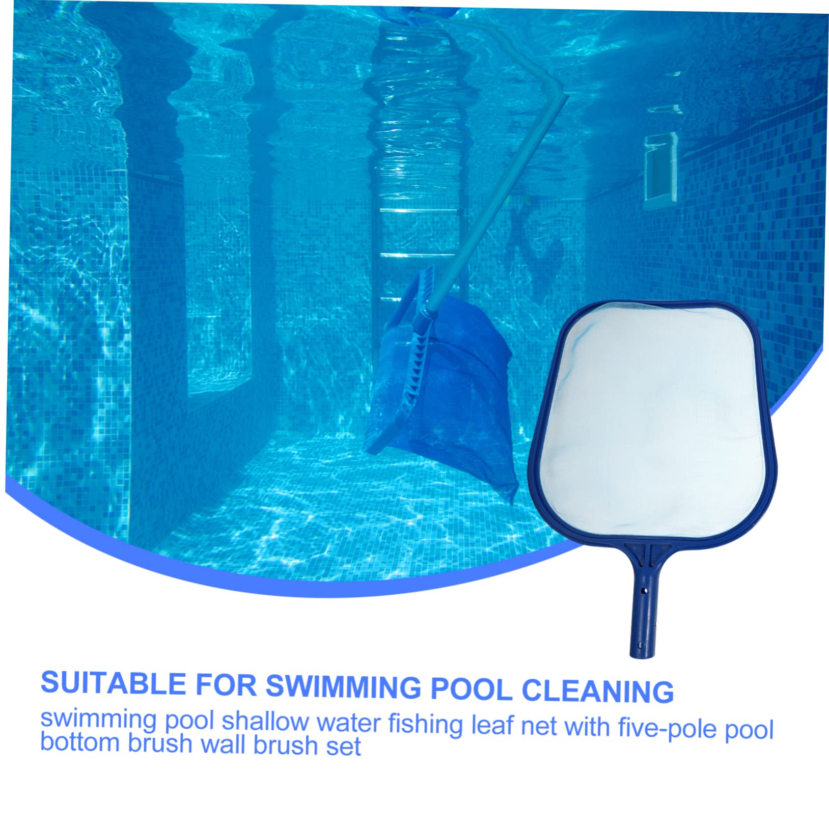 UPKOCH 1 Set Kit de Skimmer de Piscina Red de Malla Detallada y Rastrillo para Hojas, Poste Telescópico de 5 Secciones, Limpieza de Aguas Superficiales y Profundas