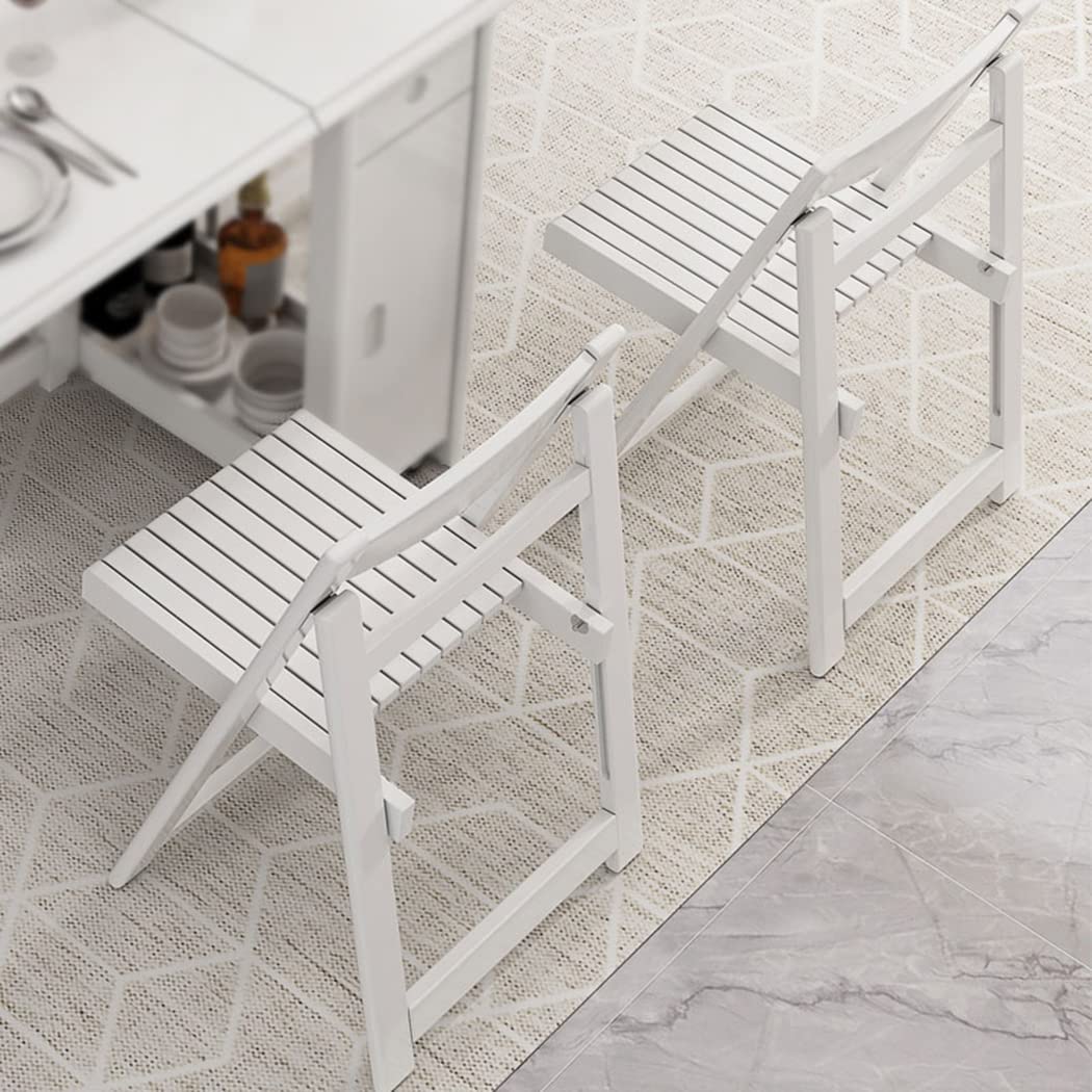 Tavolo e sedia in legno massello, pieghevole, 1,3 m, tavolino con sedia, spazio di archiviazione (1,3 x 0,9 m), tavolo + sedia x 4,bianco)