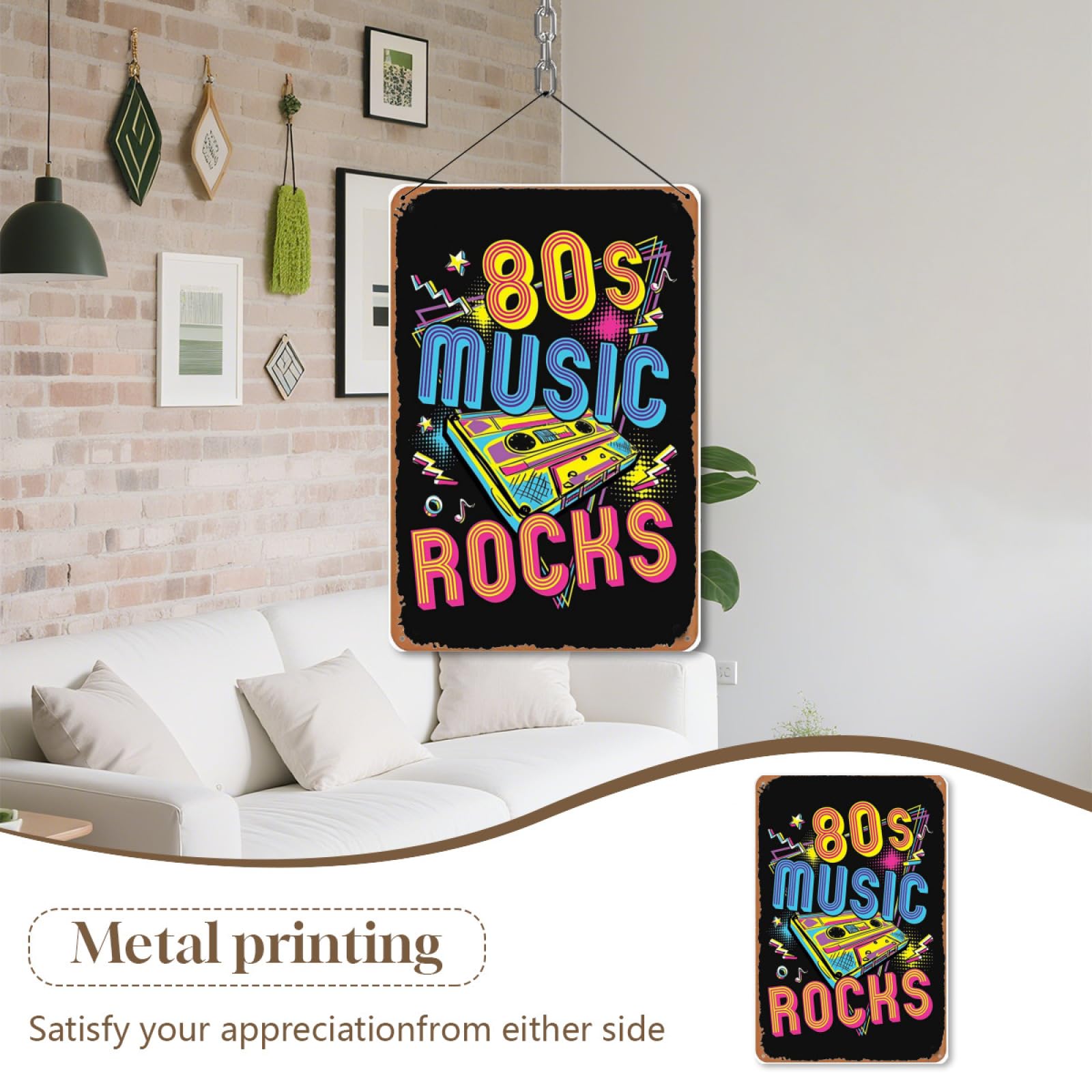 Targa Metallica Vintage 20x30 Cm Con Note Musicali E Chitarra: Decorazione Da Parete Per Casa, Garage E Pub