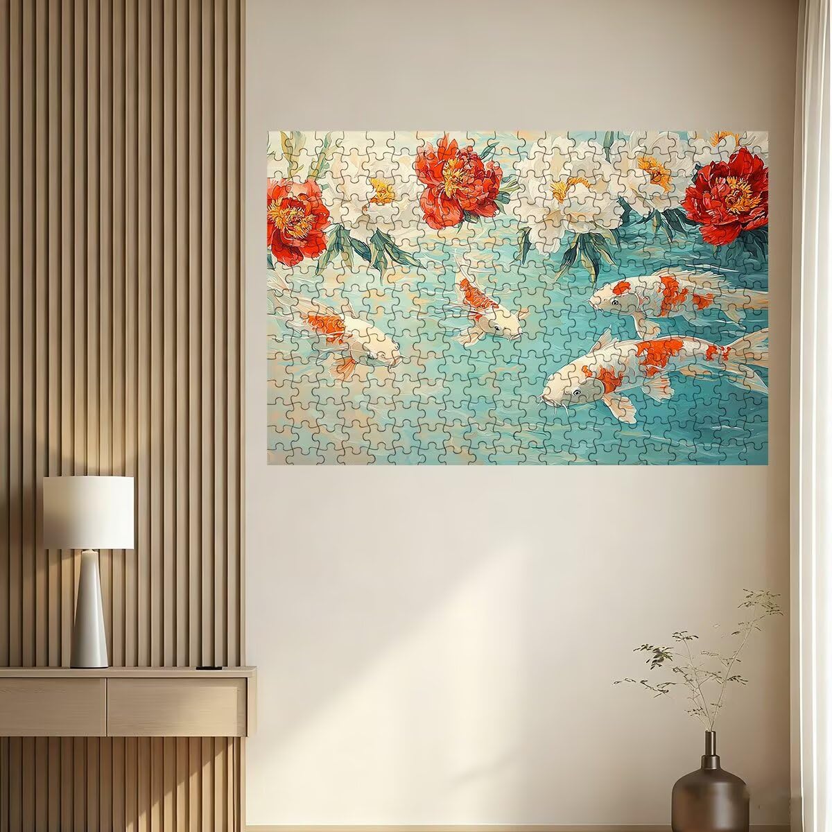 Puzzle 1500 sztuk piwonia, puzzle ryby, puzzle 1500 dorosłych, puzzle dla dorosłych z pudełkiem prezentowym, drewniane puzzle wyzwanie dla całej rodziny, oryginalne prezenty dla kobiet Decor -2890