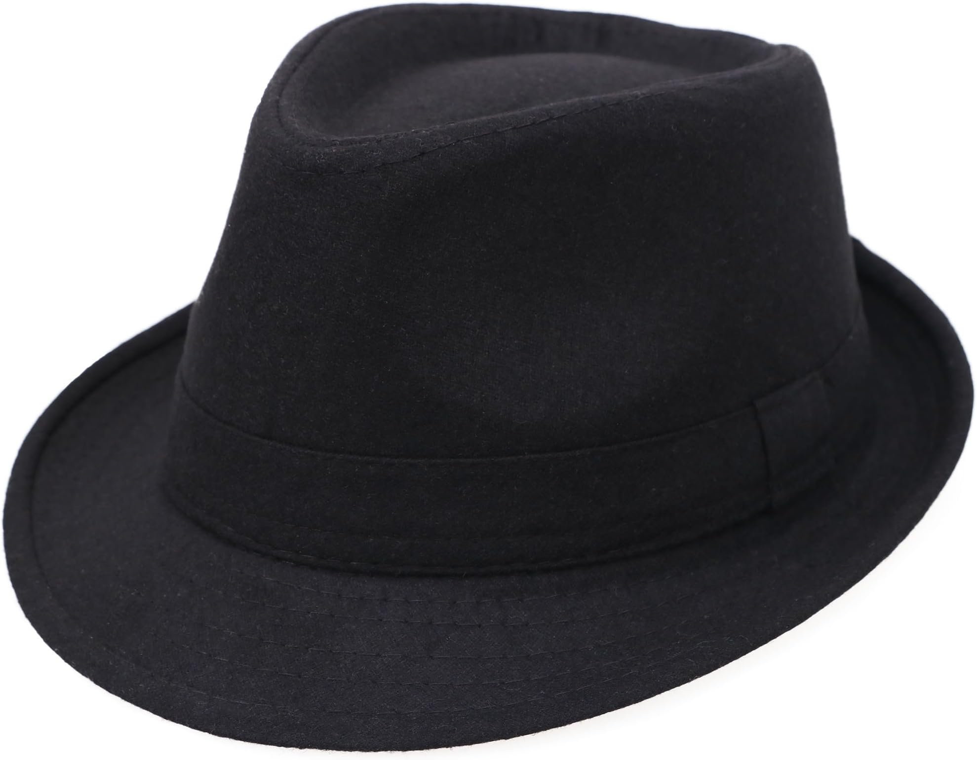 Women's Cotton Blended Short Brim Fedora Hat Manhattan Hat Black