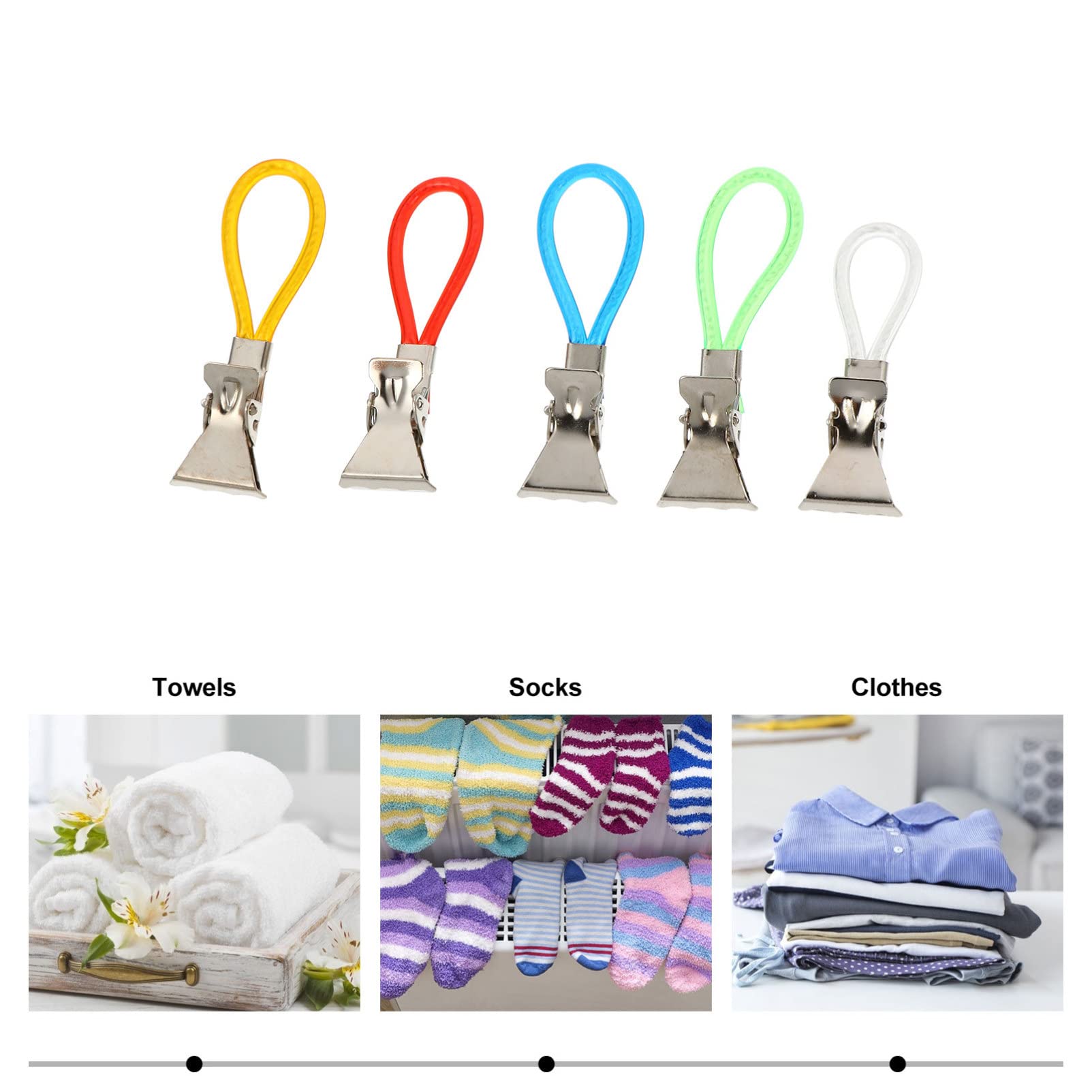 Cabilock Bathroom Towel Hooks 20pcs Metal Color Rope Clips Towel Holder Clips for Kitchen Bathroom