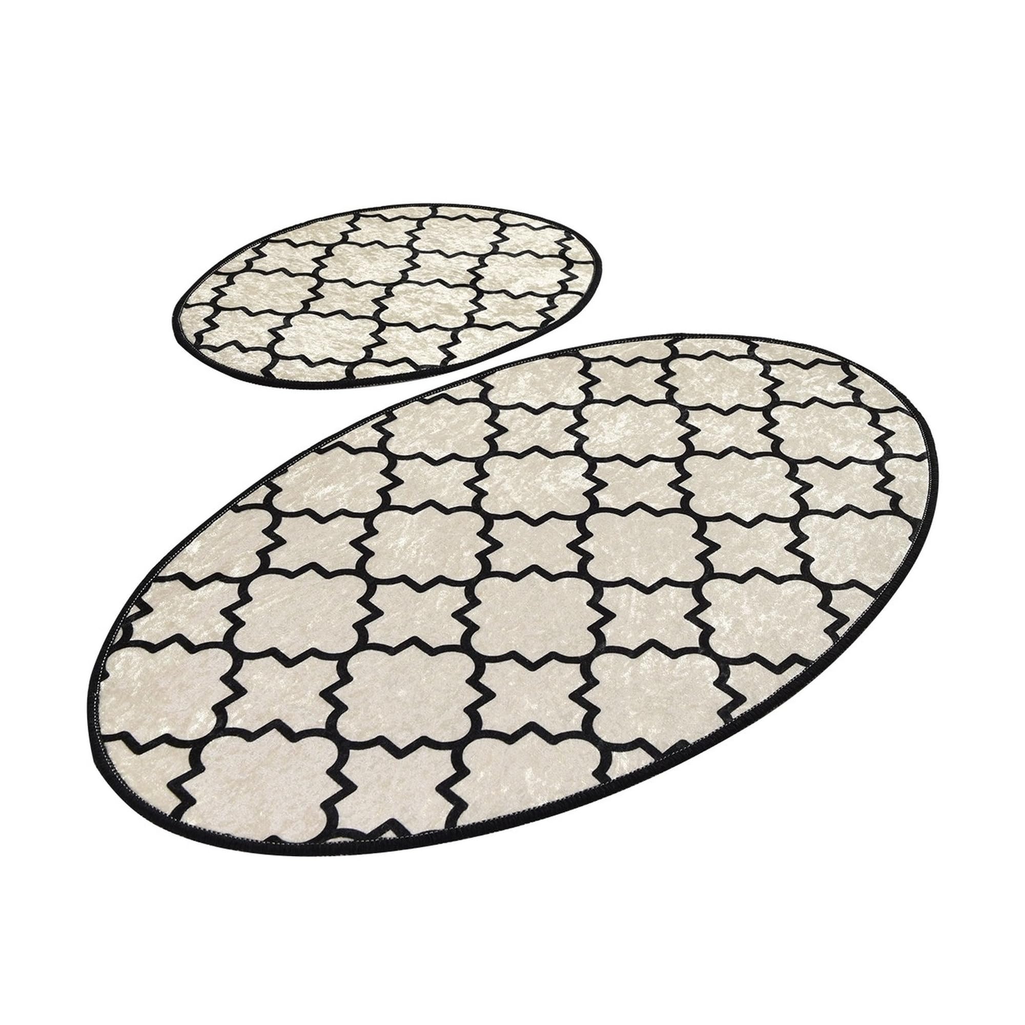 Set de alfombras de baño (2 piezas) blanco y negro