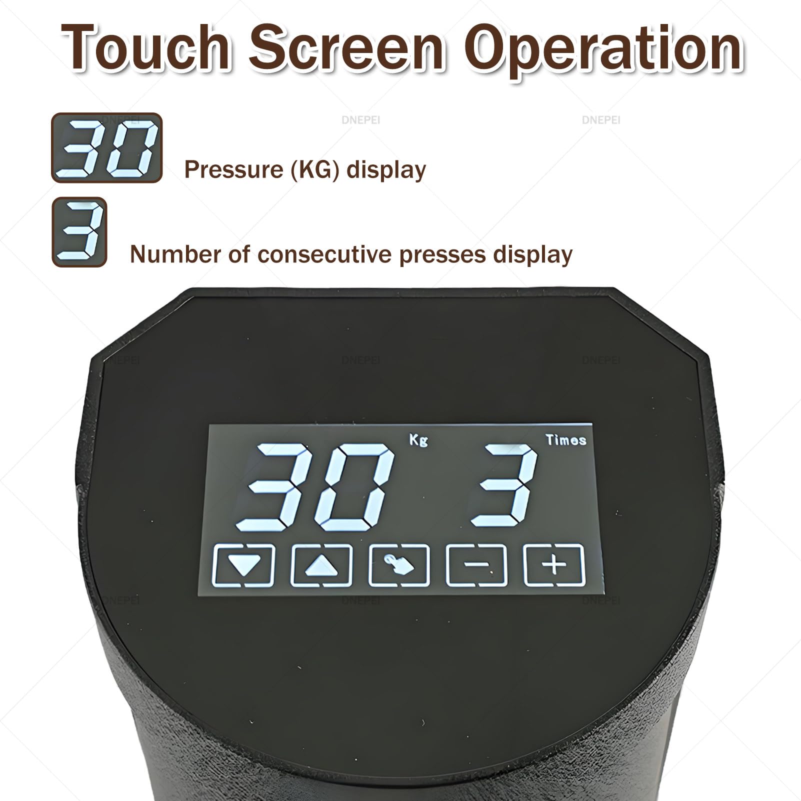 Regulowany elektryczny ubijak do kawy 58 mm, elektryczny ubijak do kawy – 30 kg i 1-3 ubijania, automatyczna prasa do kawy ziarnistej do espresso, obsługa jednym przyciskiem Black-Flat