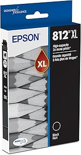 EPSON 812 DURABrite Ultra Ink High Capacity Black Cartridge (T812XL120-S) Works with WorkForce Pro WF-7310, WF-7820, WF-7840, WorkForce EC-C7000