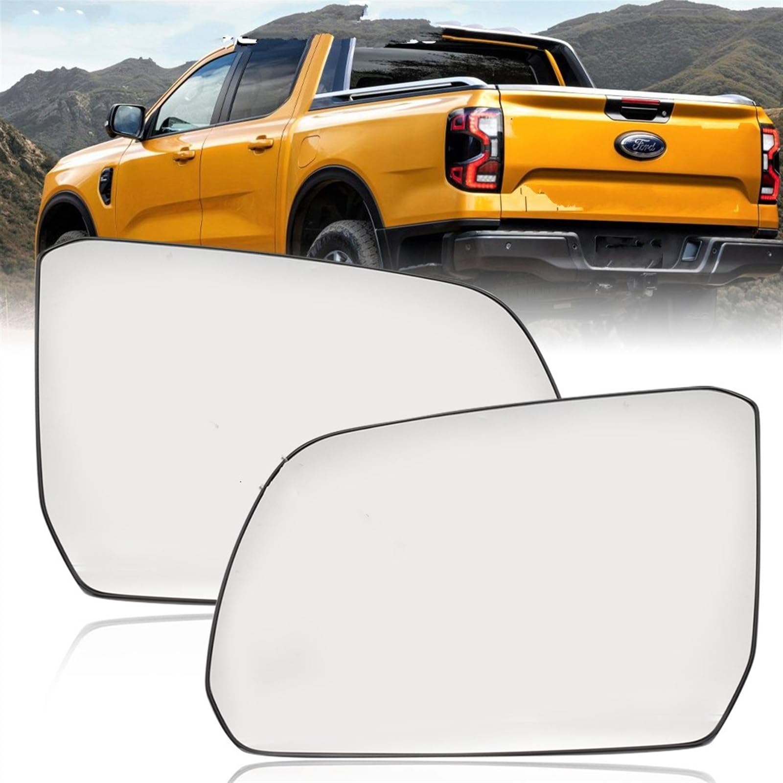 Ersatzspiegel Für Ford Für Ranger PY 2023 2024 Heizung Seite Tür Flügel Spiegel Glas Objektiv Auto Zubehör Erhitzt Auto Rückspiegel Glas Auto Spiegelglas (Farbe : Blind R)