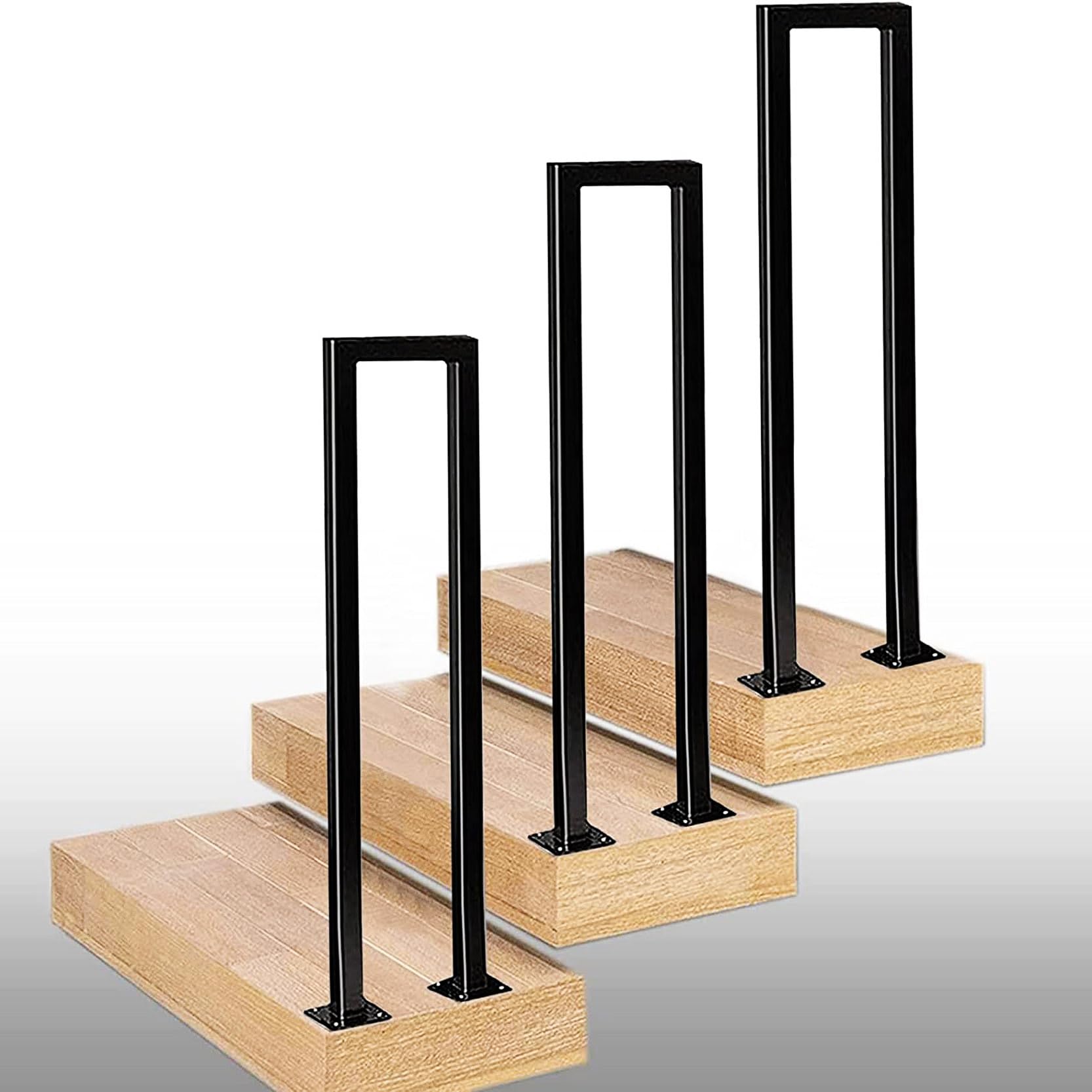 GLDYTVF Stair Handrail Railing,U-Shaped Black Wrought Iron Hand Rail,Indoor Outdoor Square Safety Non-Slip Support Bar,for Loft Villa Garden Corridors(Size:65cm/25.6in)